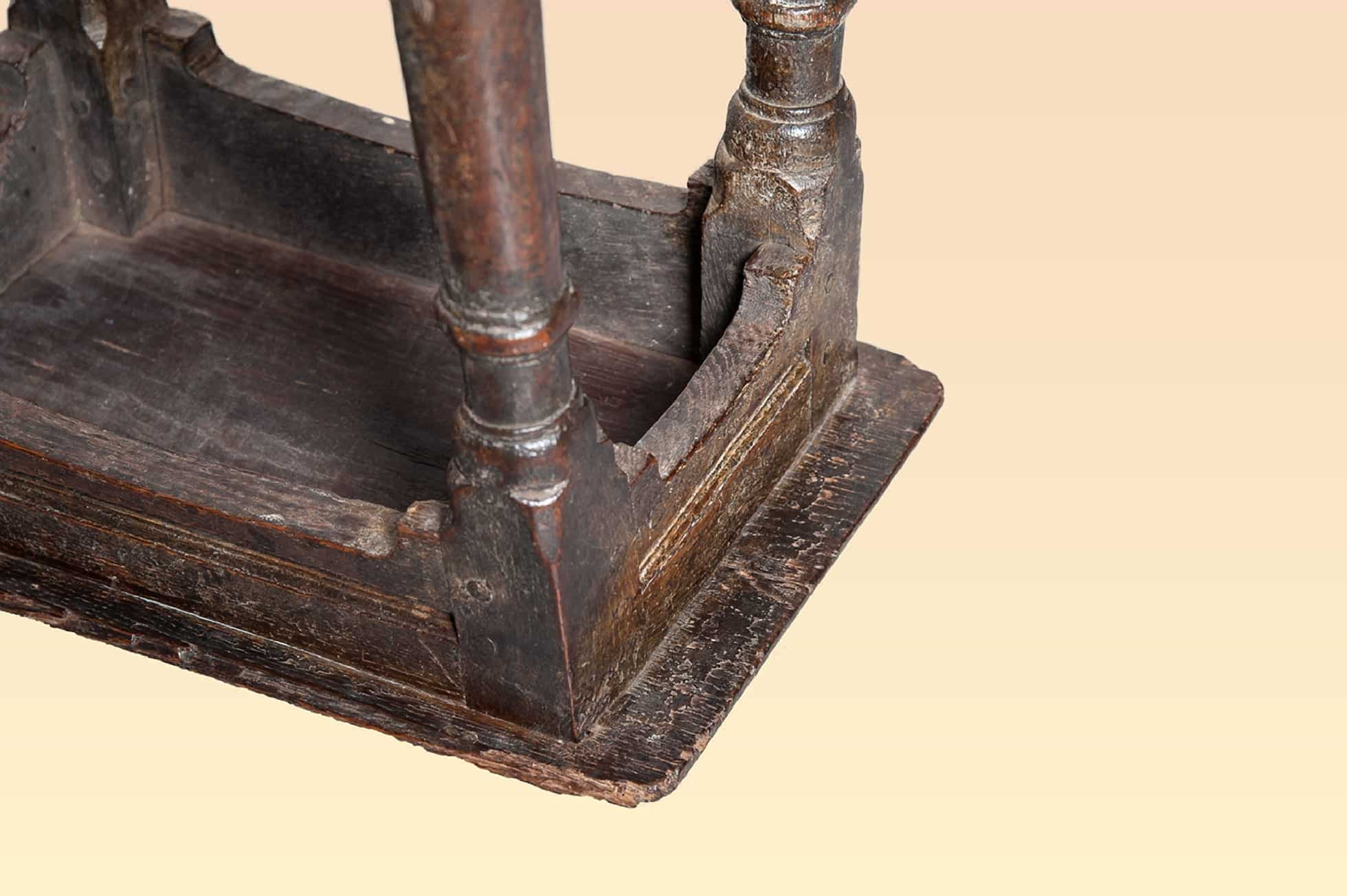 Early 17th century joined oak stool