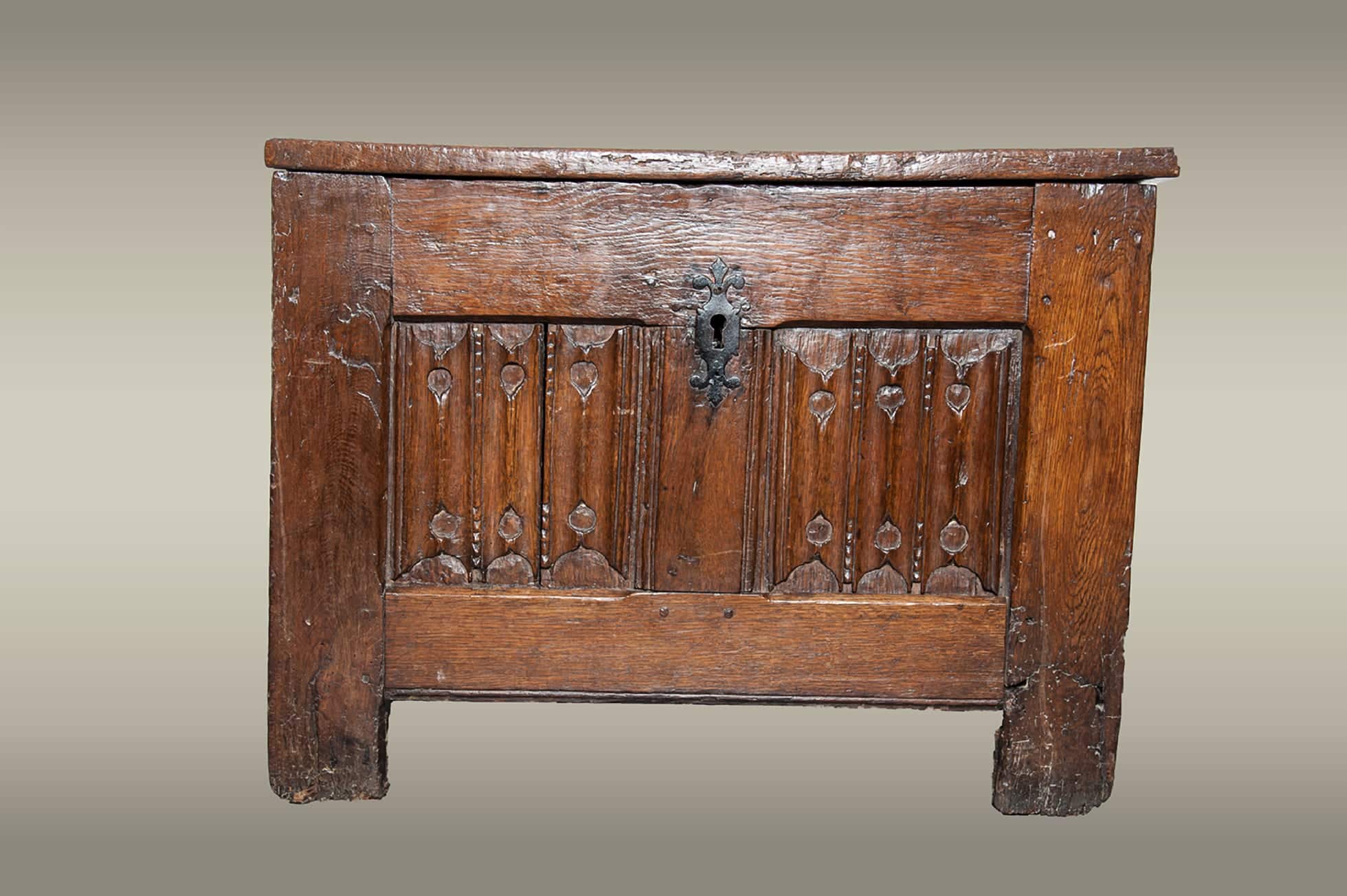 Gothic carved linenfold chest