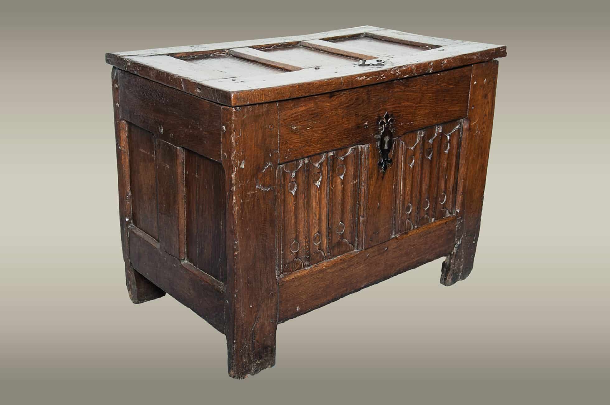 Gothic carved linenfold chest