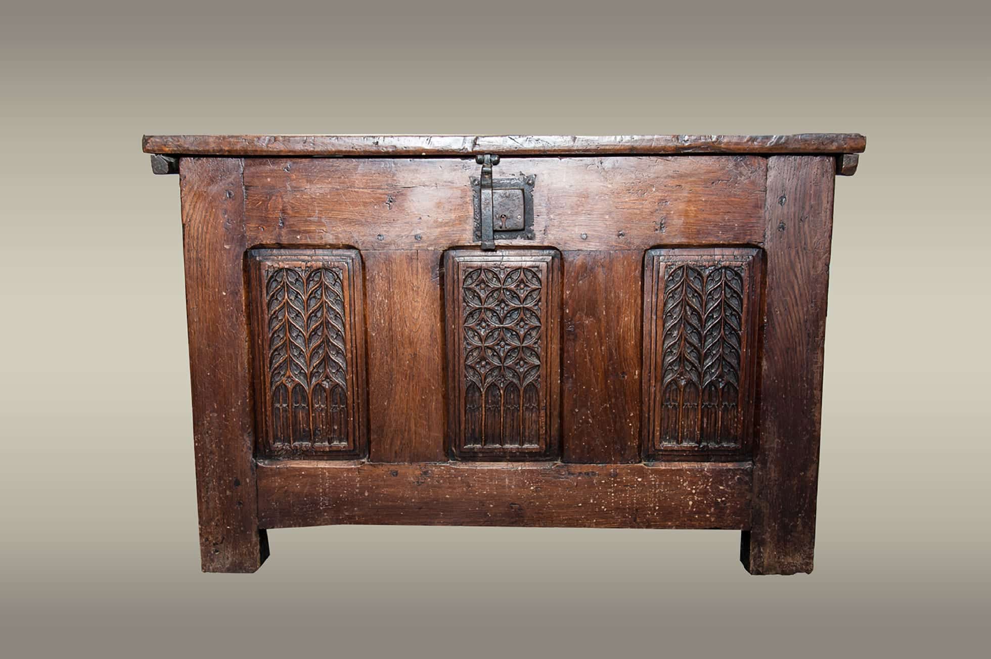 Late Gothic oak carved chest