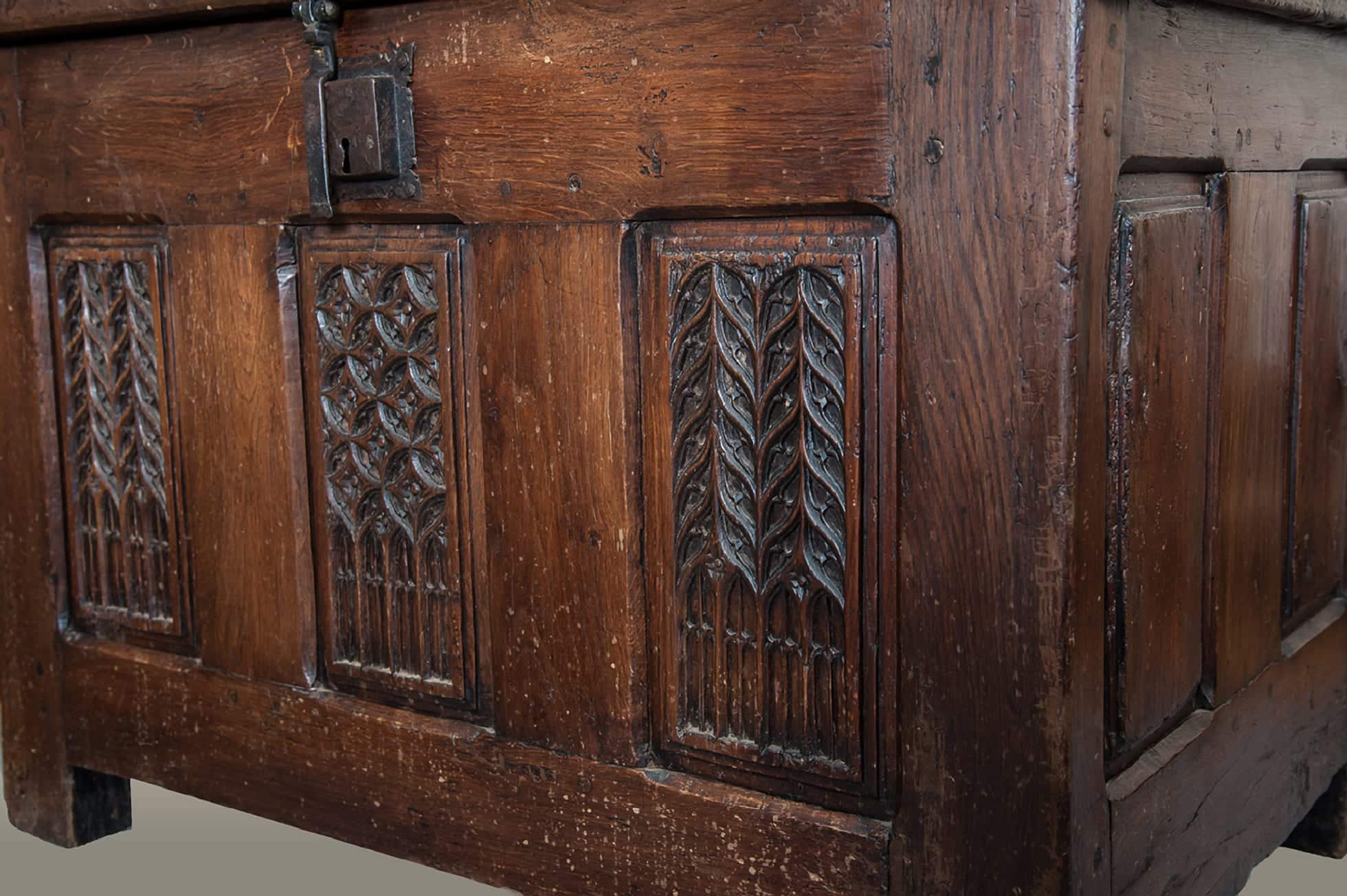 Late Gothic oak carved chest