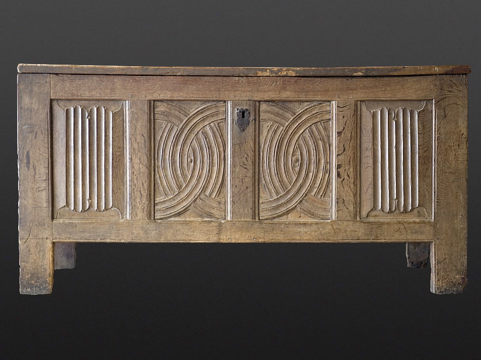 Gothic oak joined chest