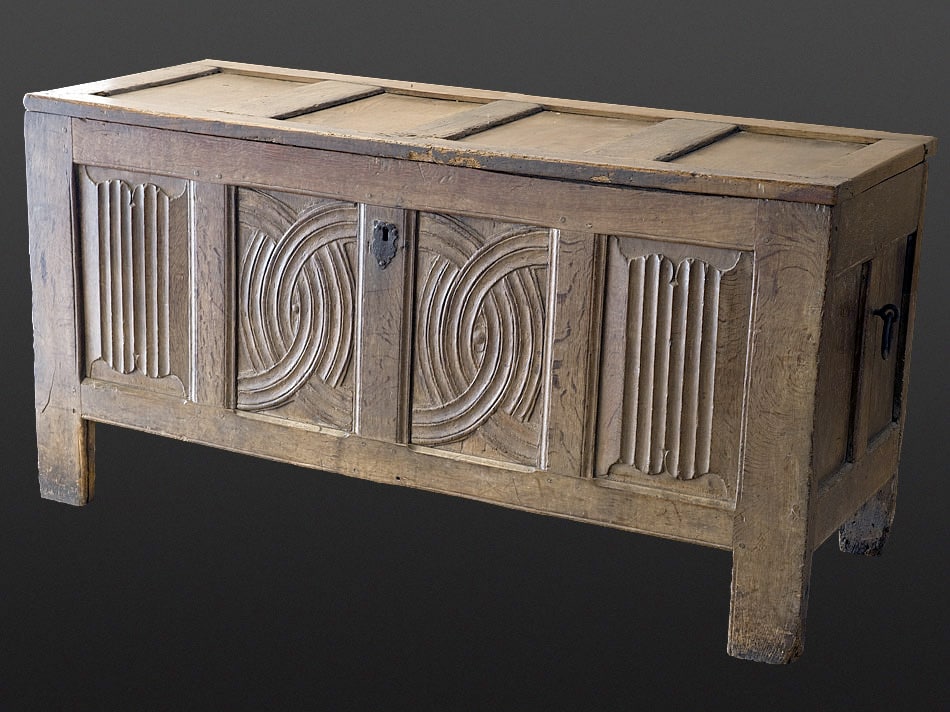 Gothic oak joined chest