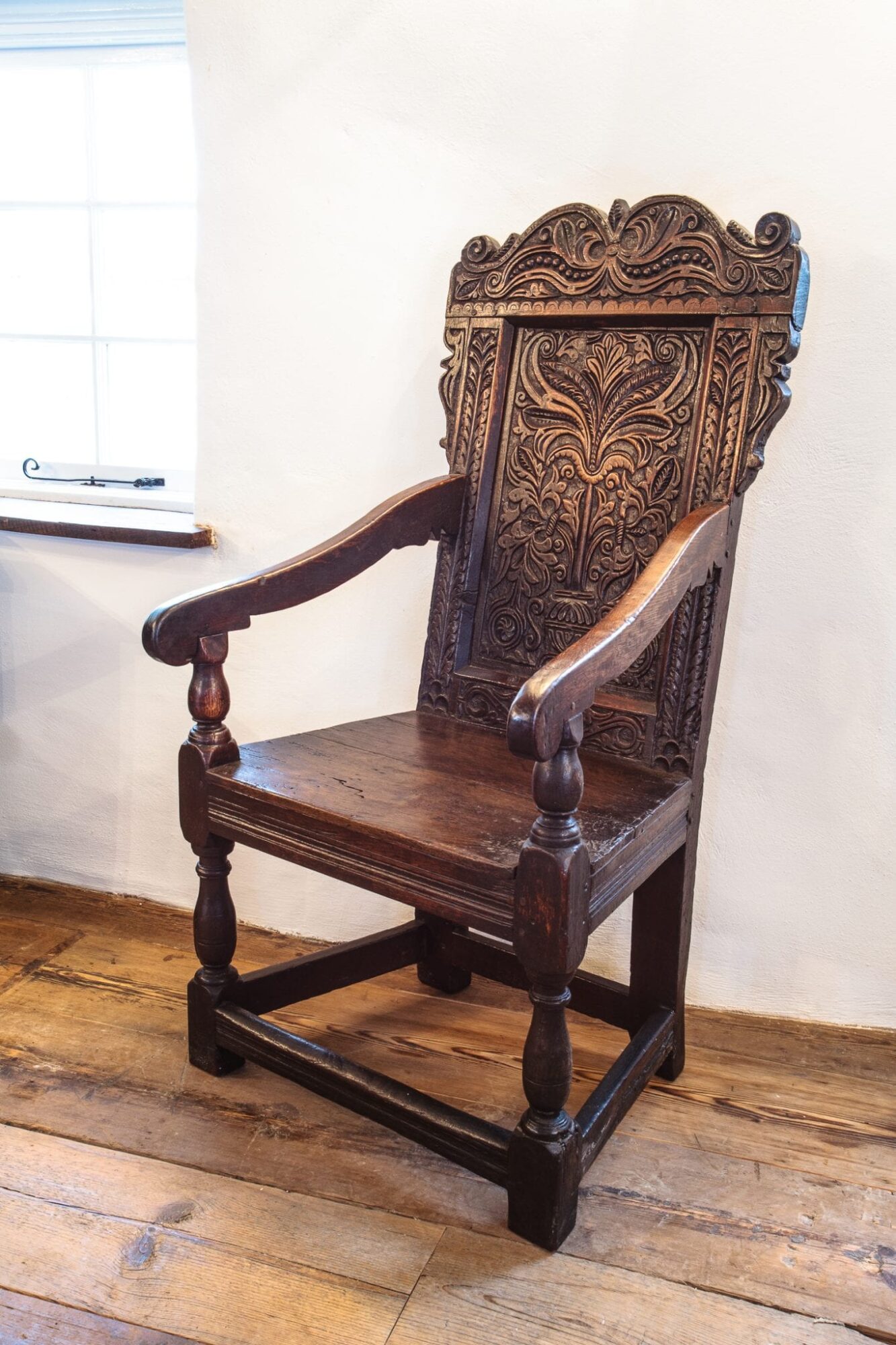 17th century joined oak armchair