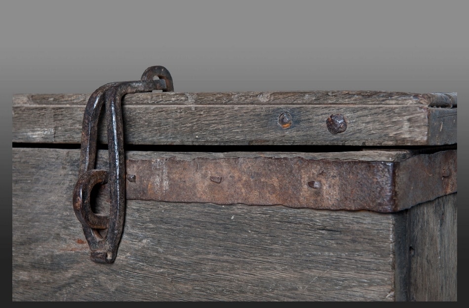 16th century Ironbound oak church chest