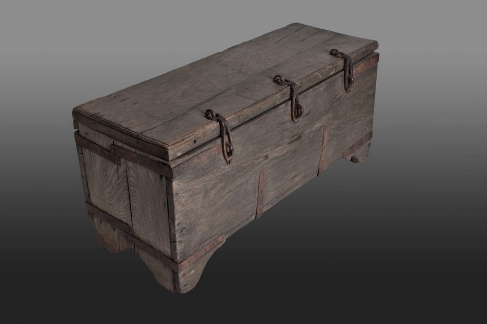 16th century Ironbound oak church chest