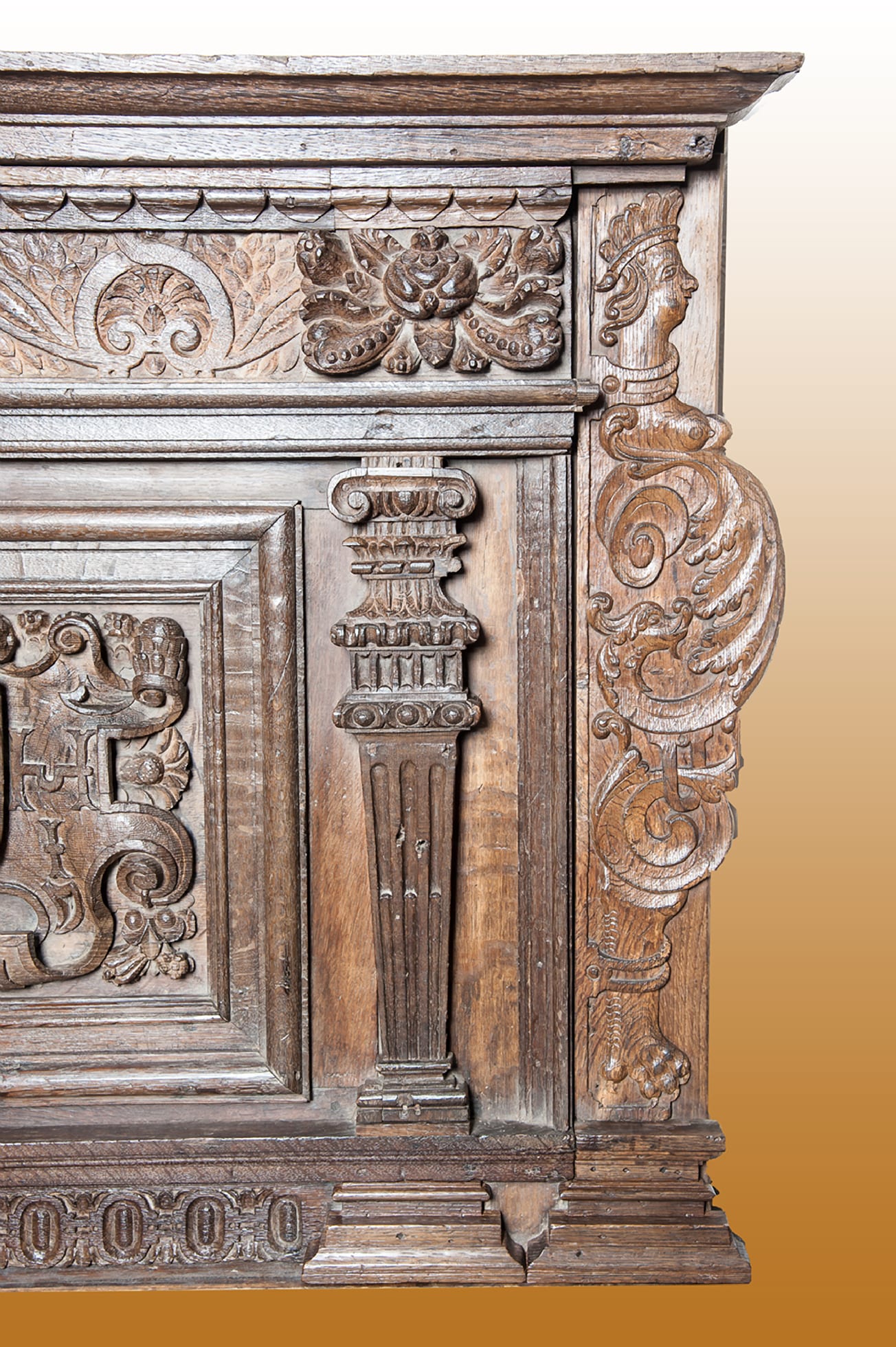 James I oak carved overmantel