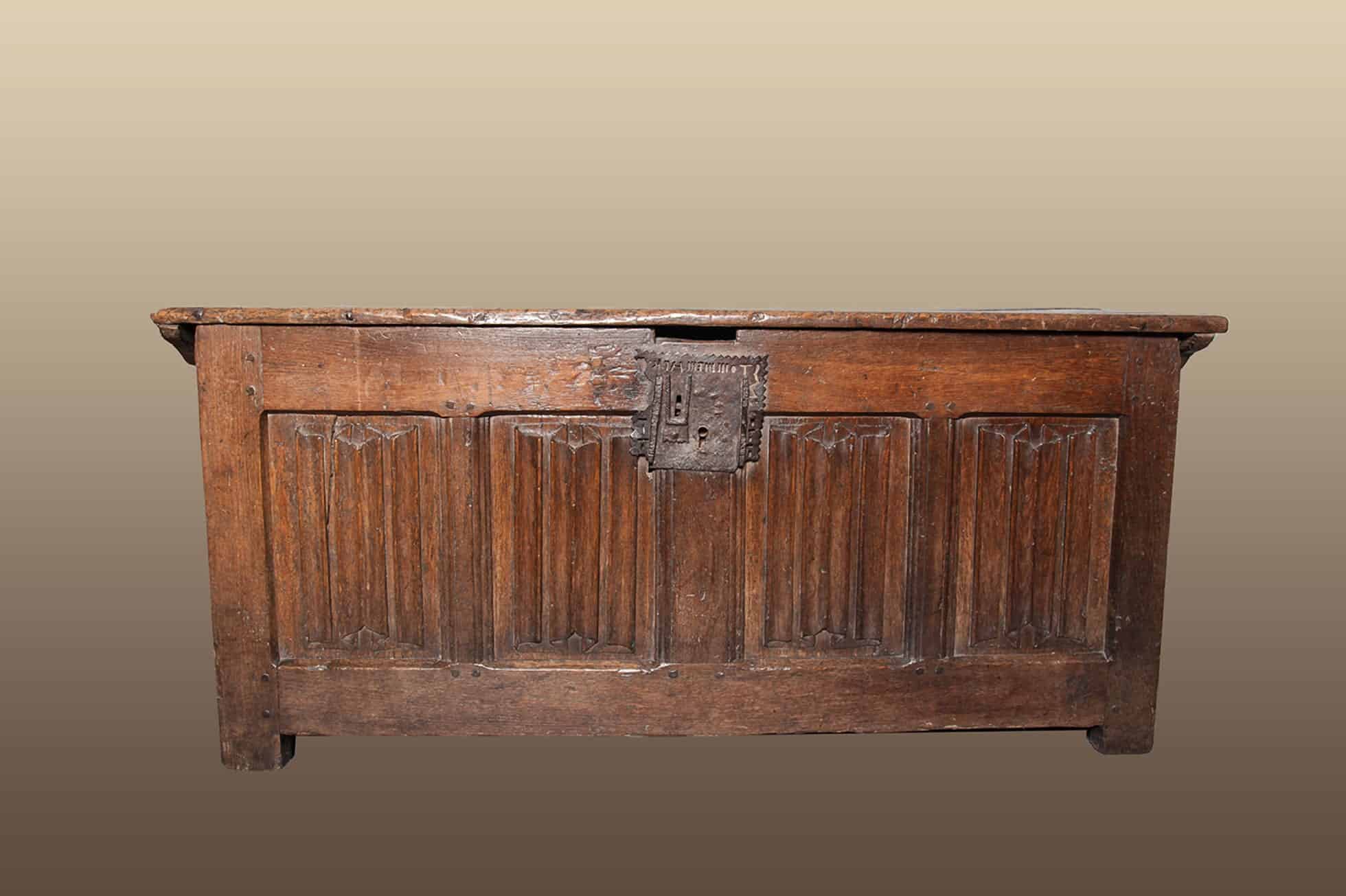 Henry VIII joined oak linenfold chest