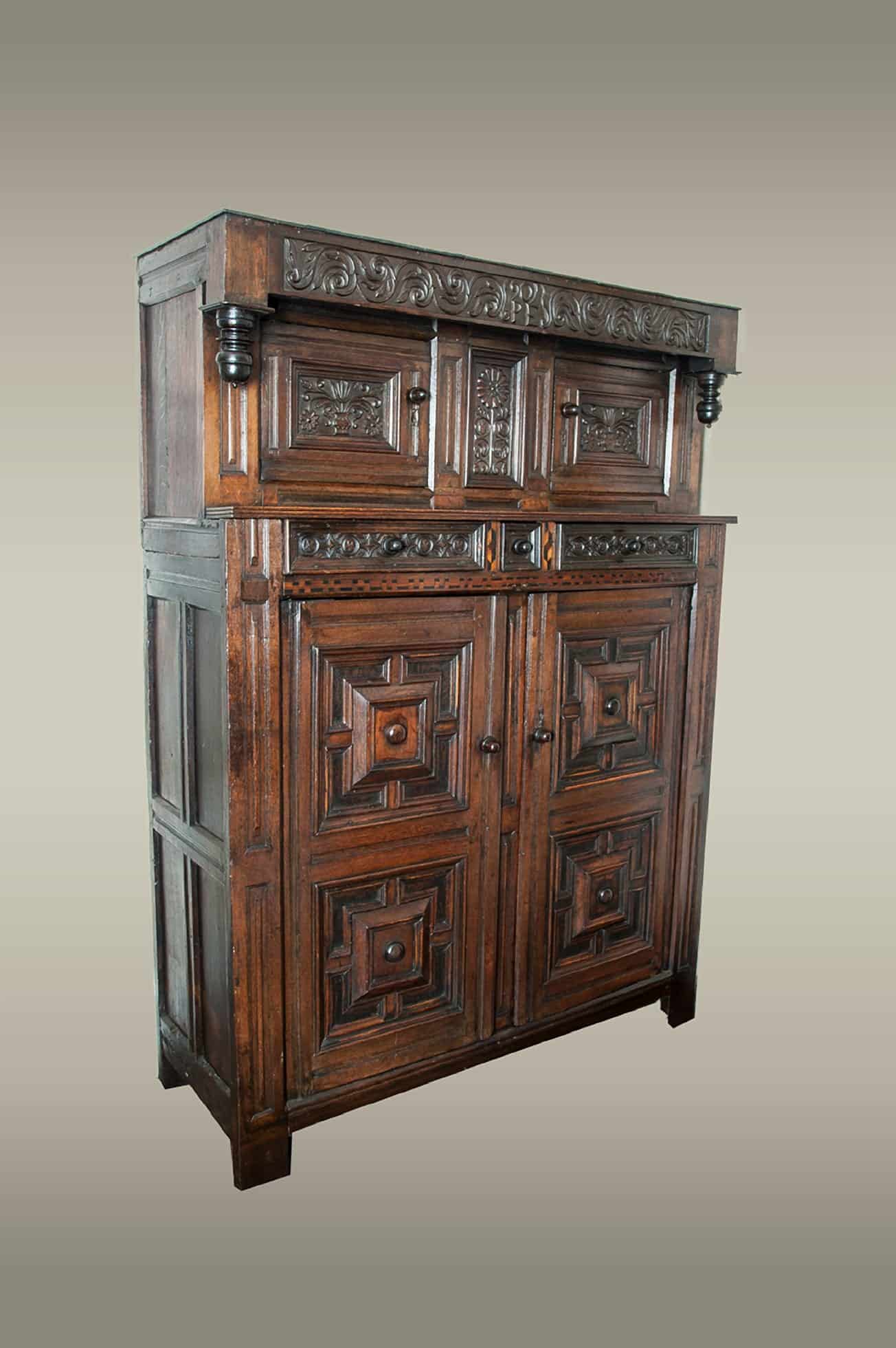 William and Mary oak press cupboard