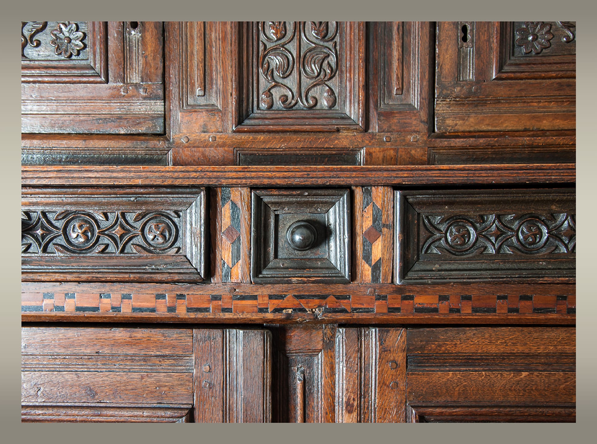 William and Mary oak press cupboard