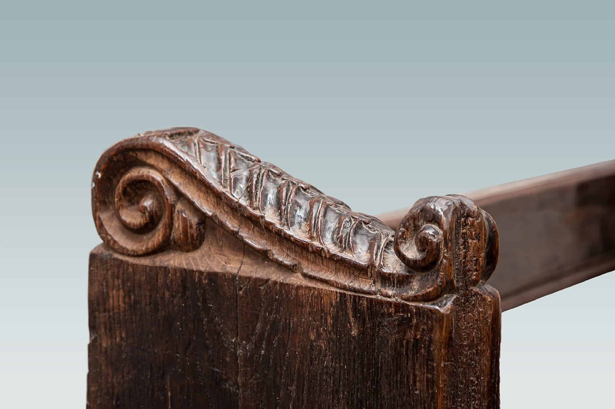 16th century oak carved bench
