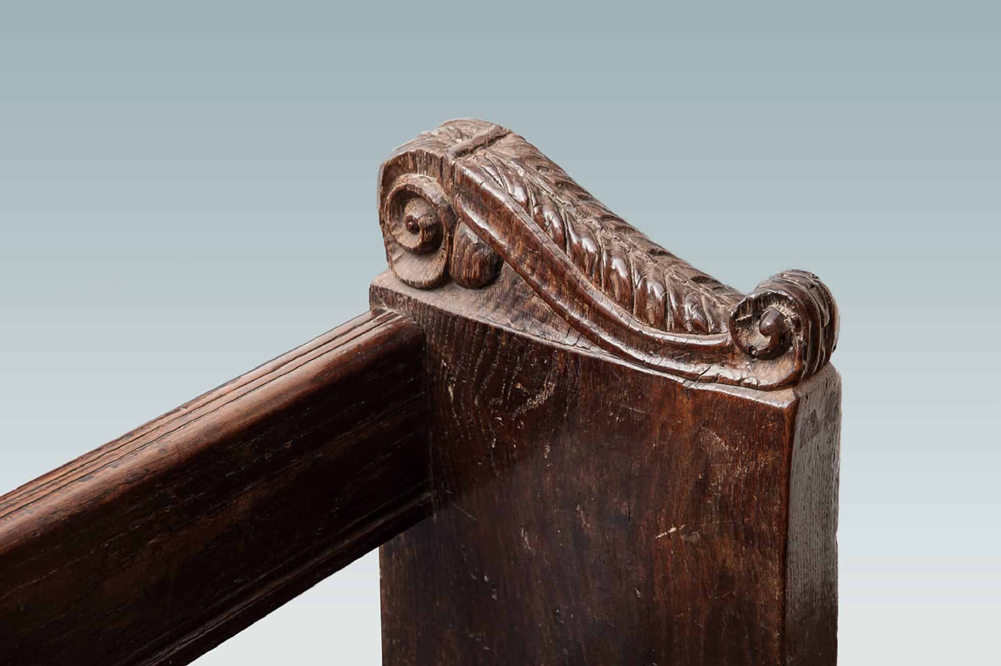 16th century oak carved bench