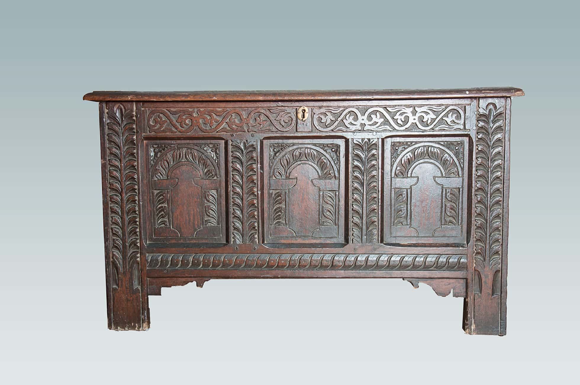 Charles I oak carved chest
