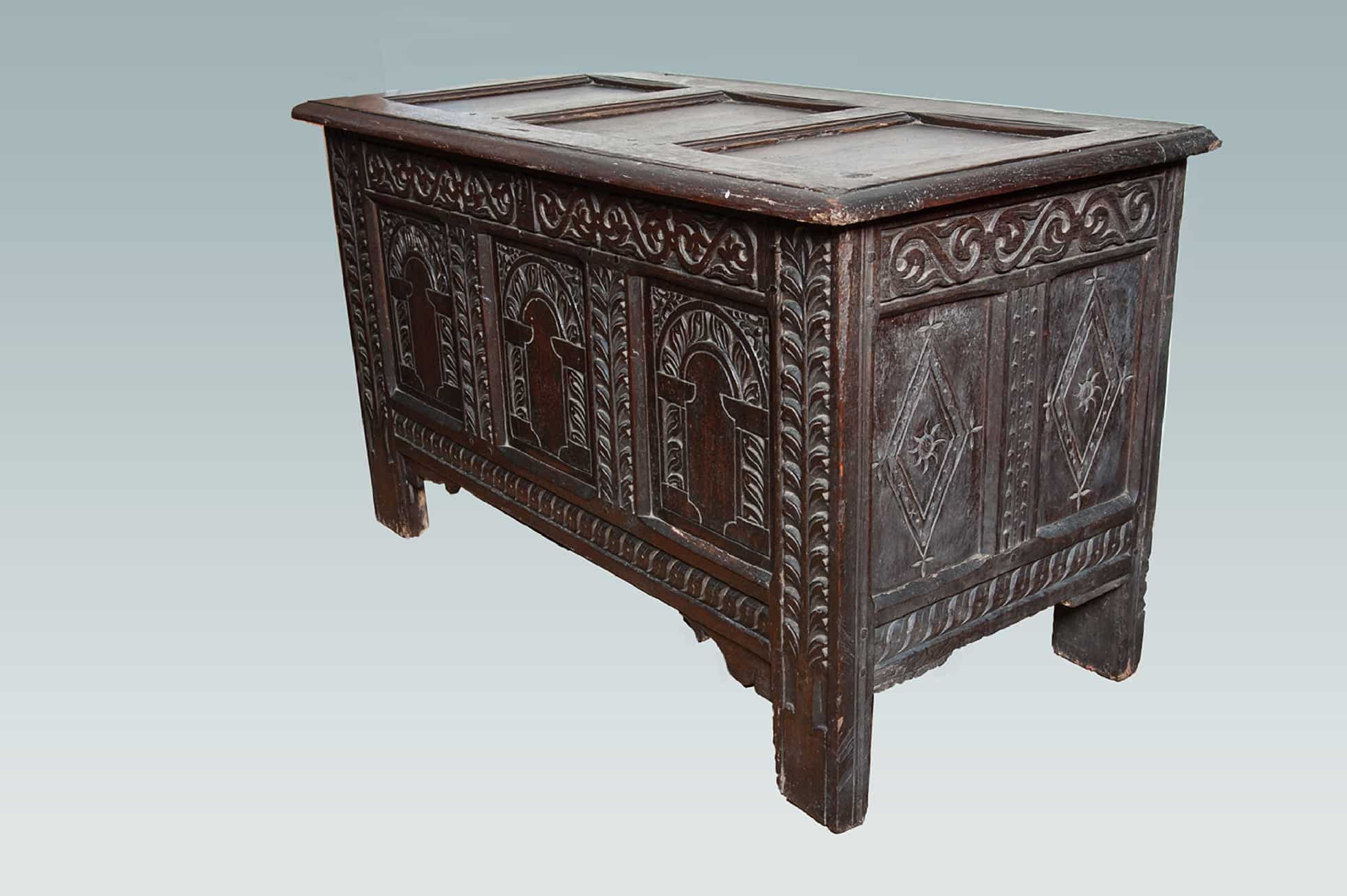 Charles I oak carved chest