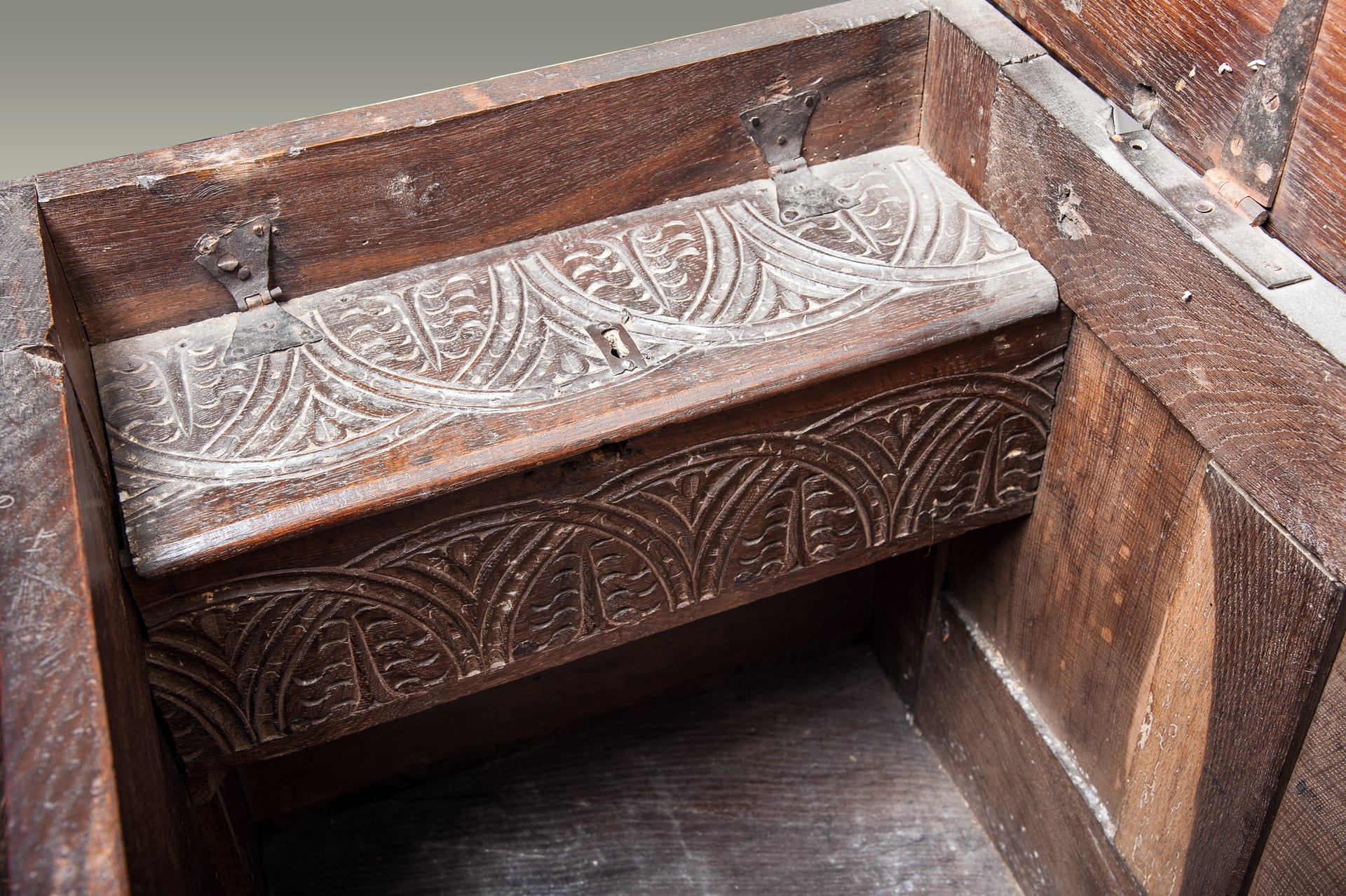 Charles II carved oak chest