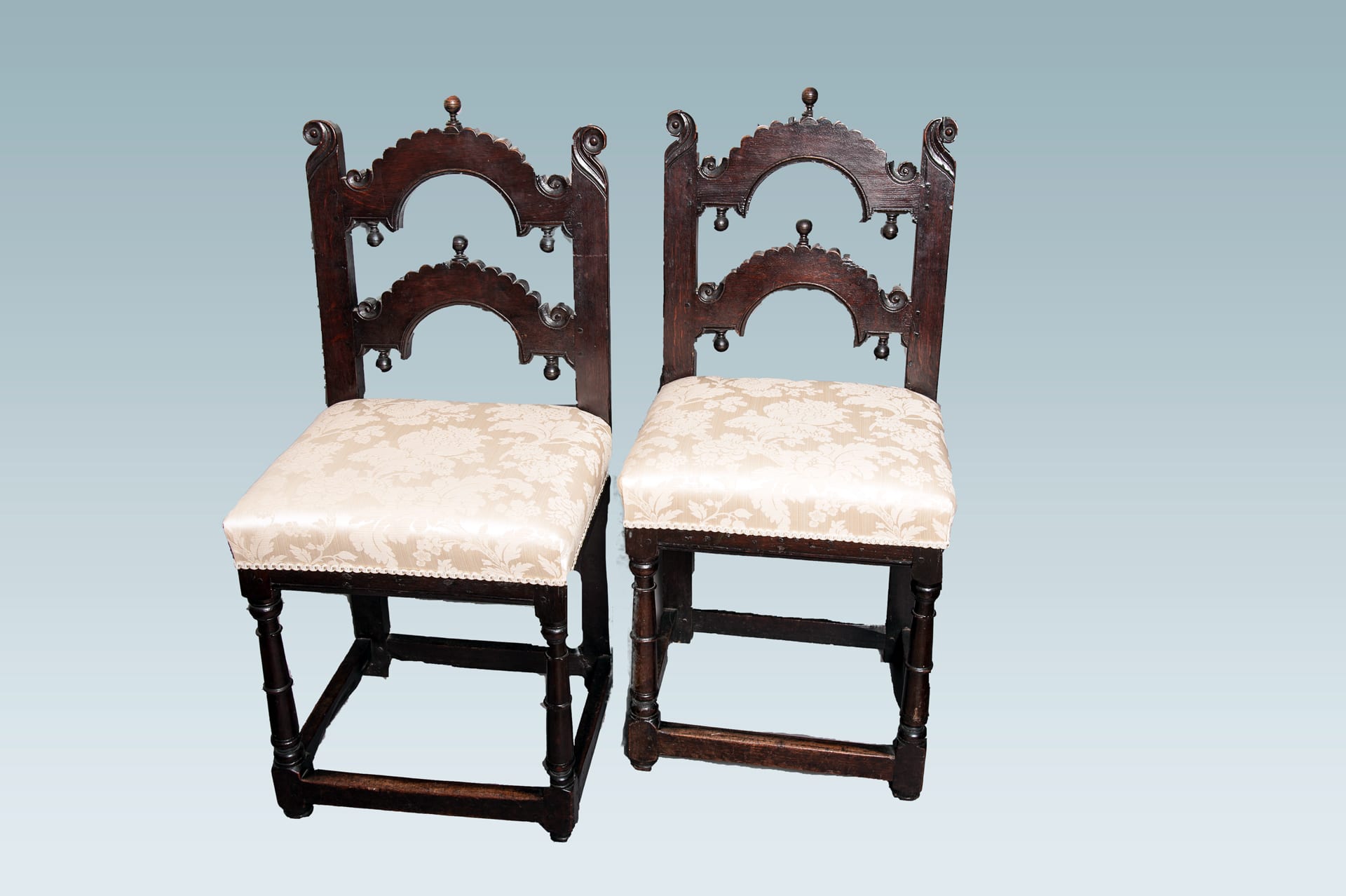 17th century pair of back stools