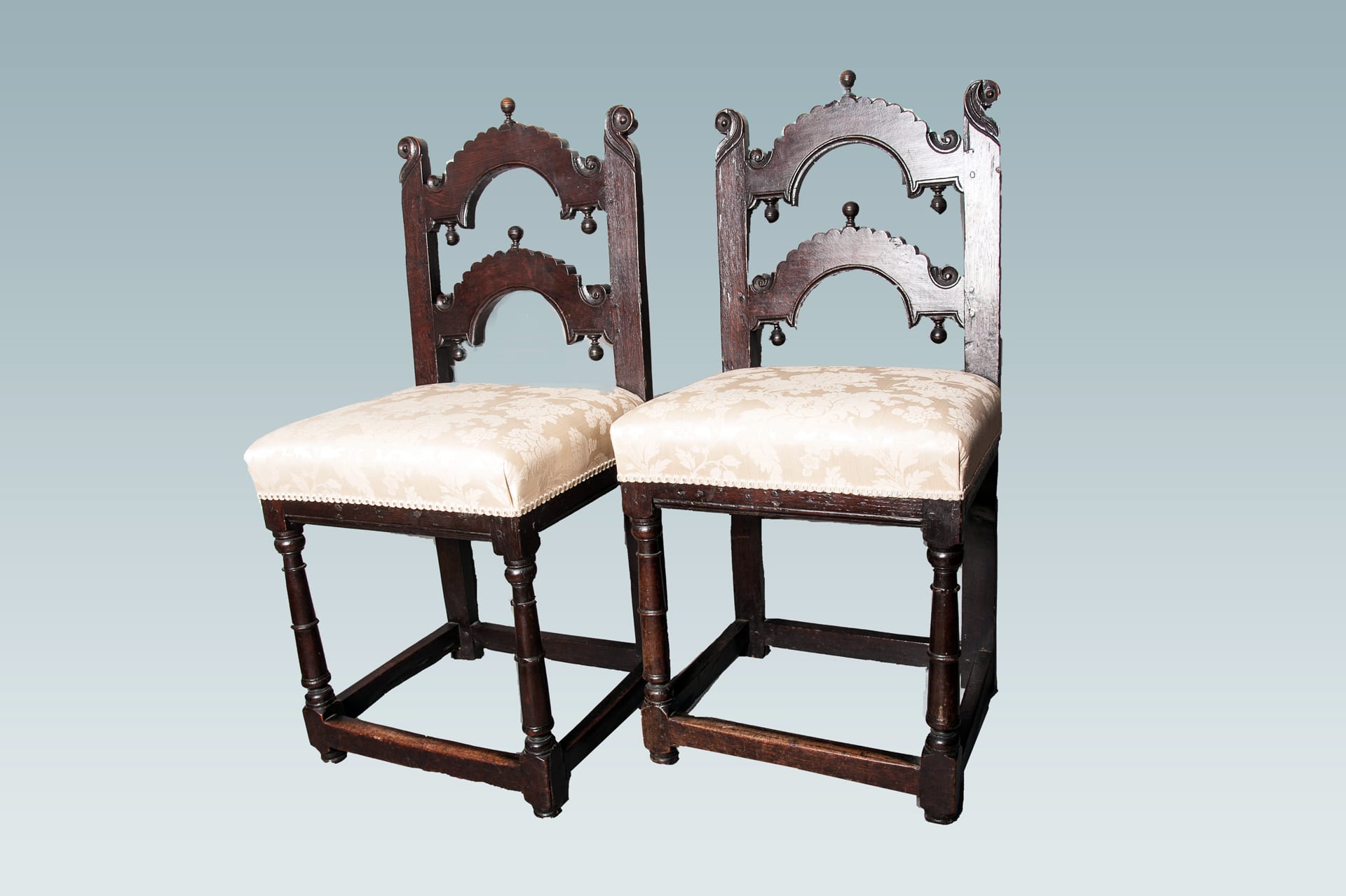 17th century pair of back stools