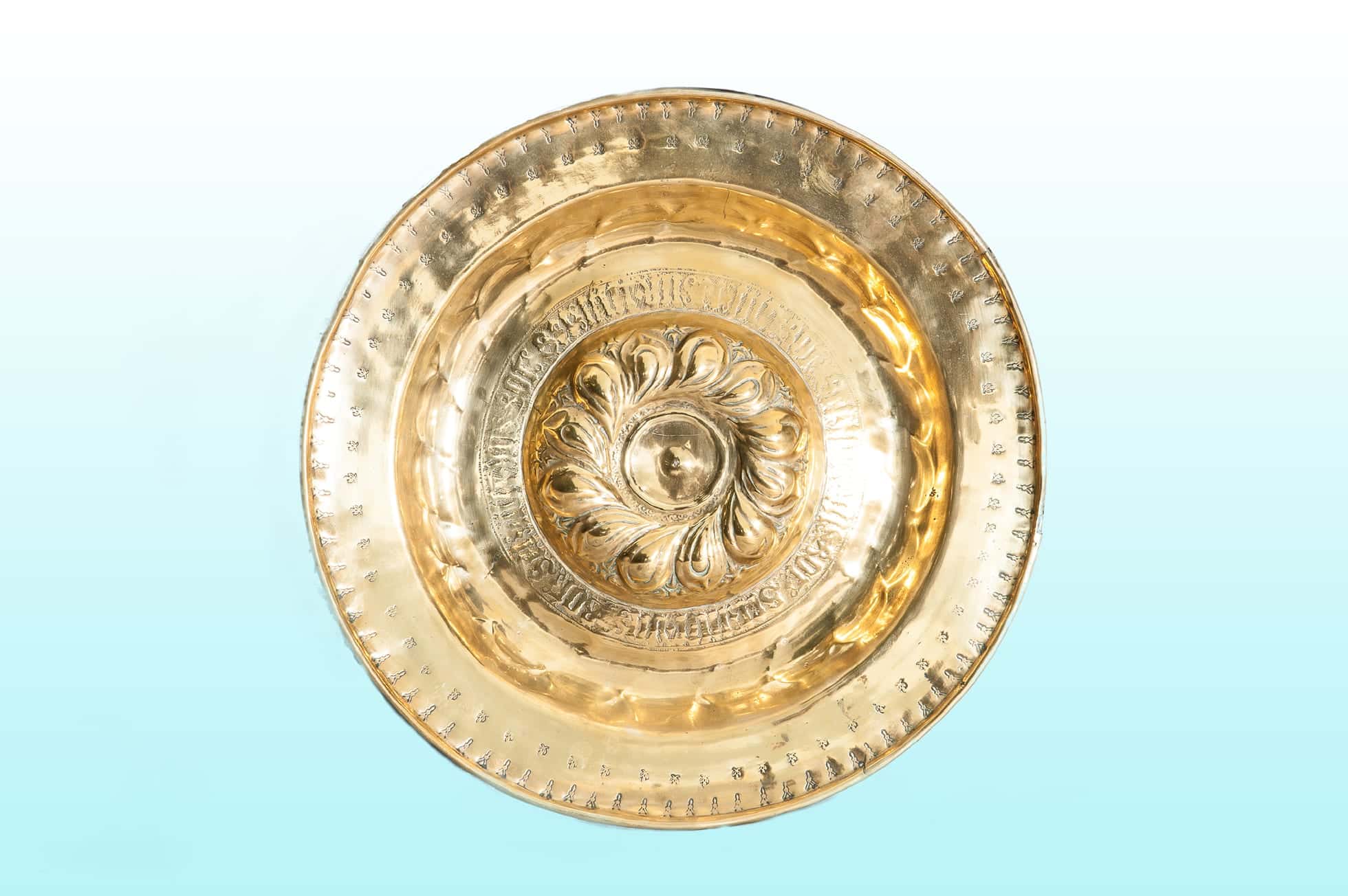 16th century brass alms dish