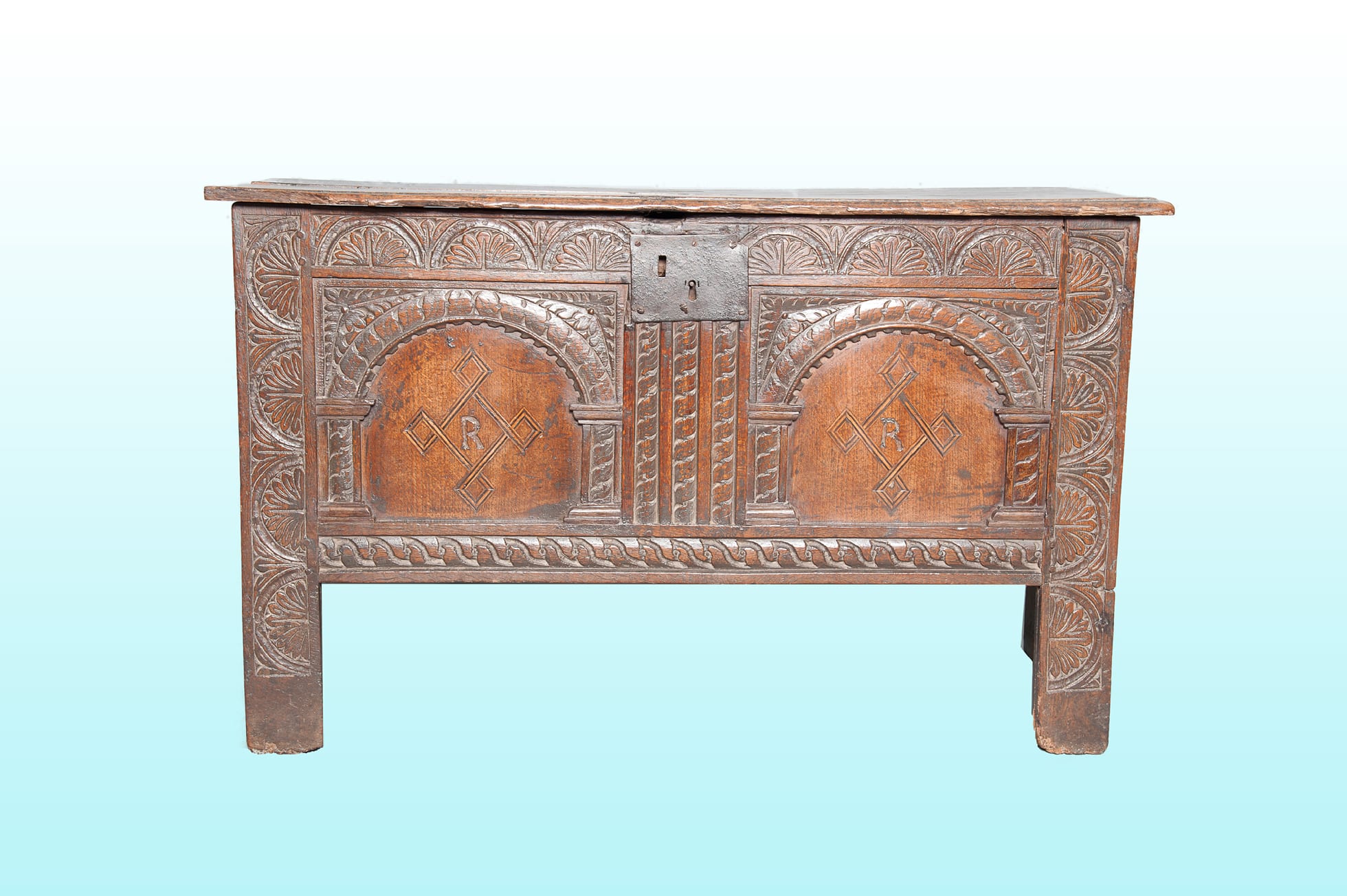 James I oak carved chest