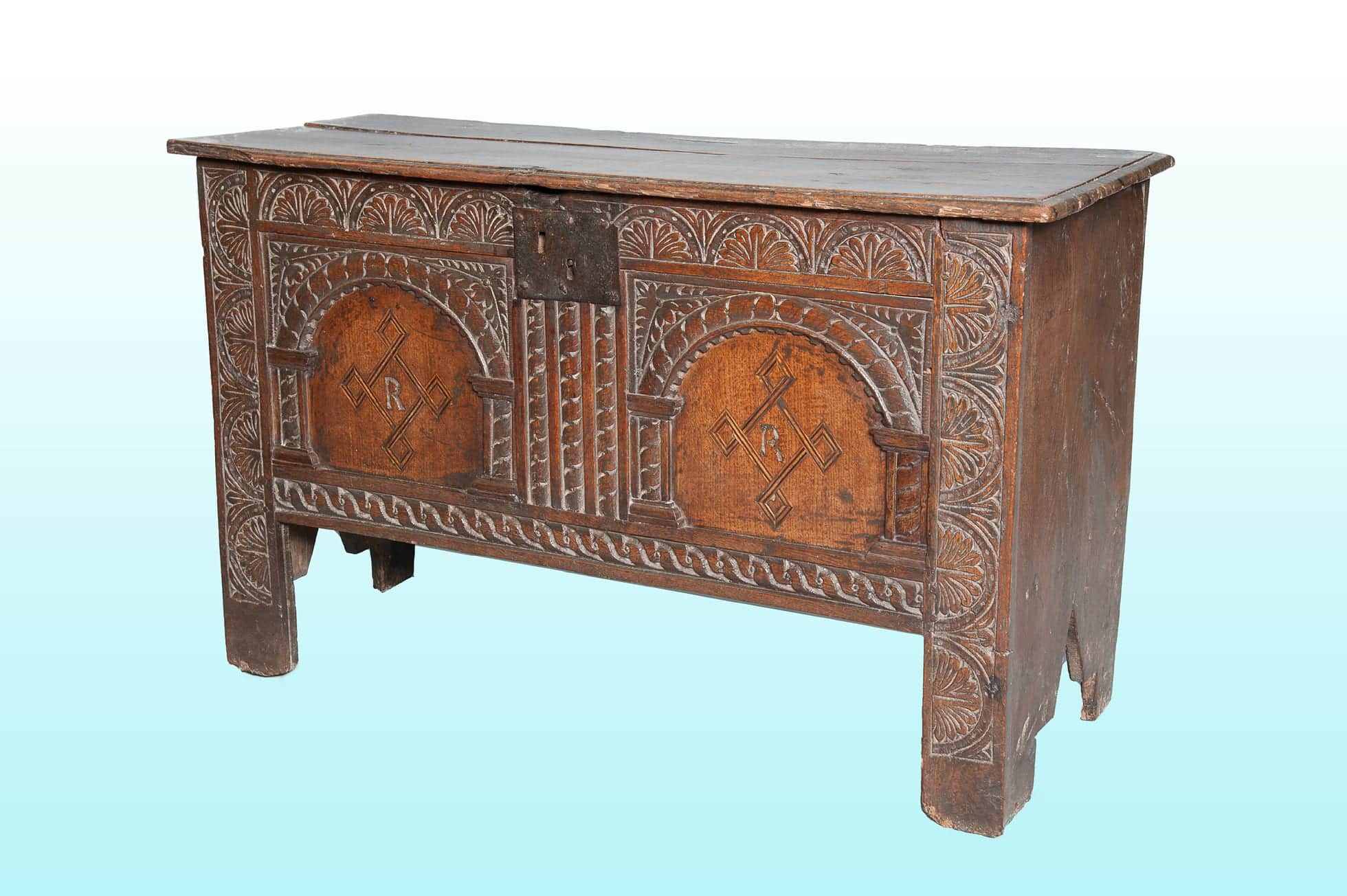 James I oak carved chest