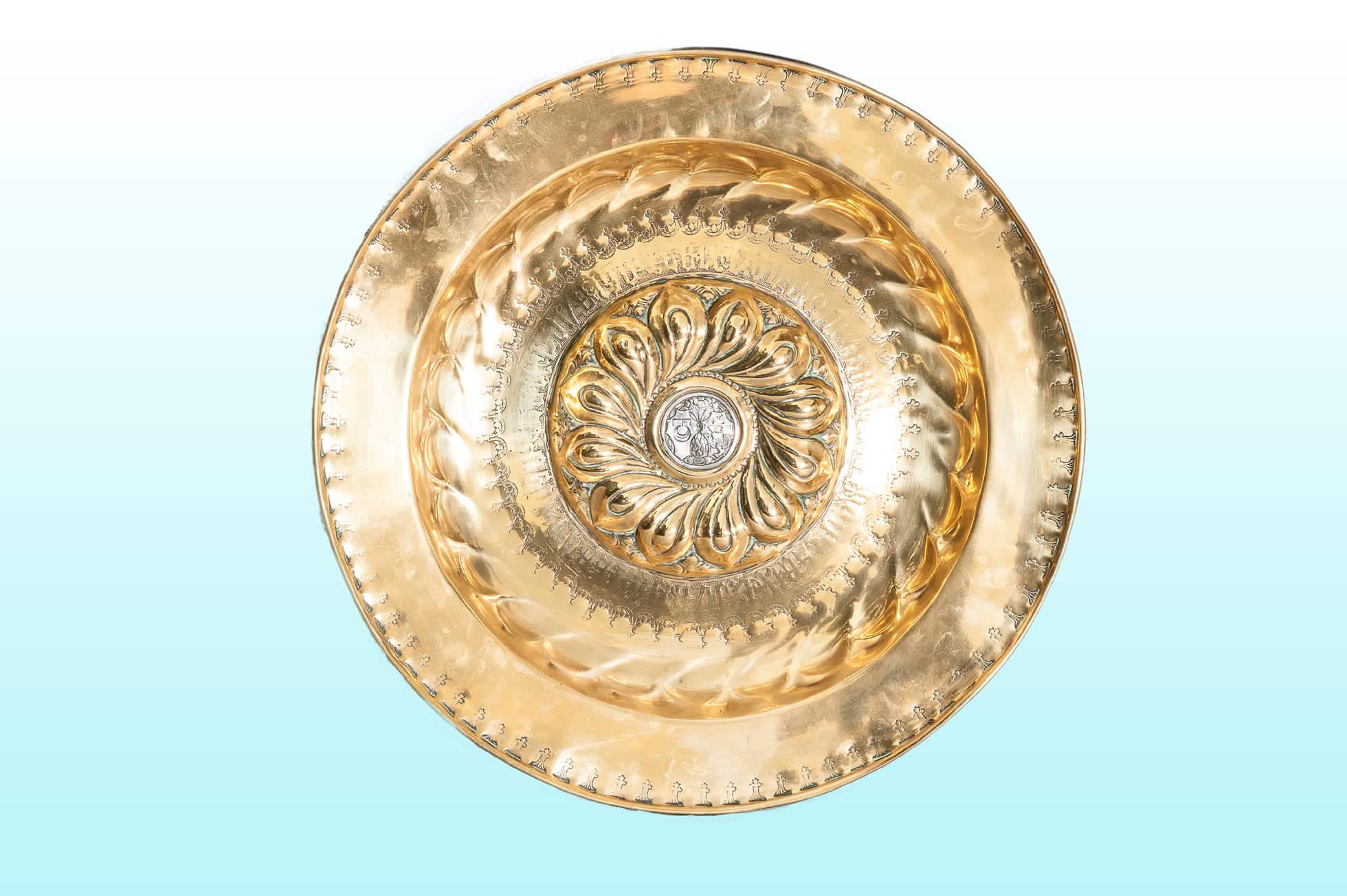 16th century brass alms dish