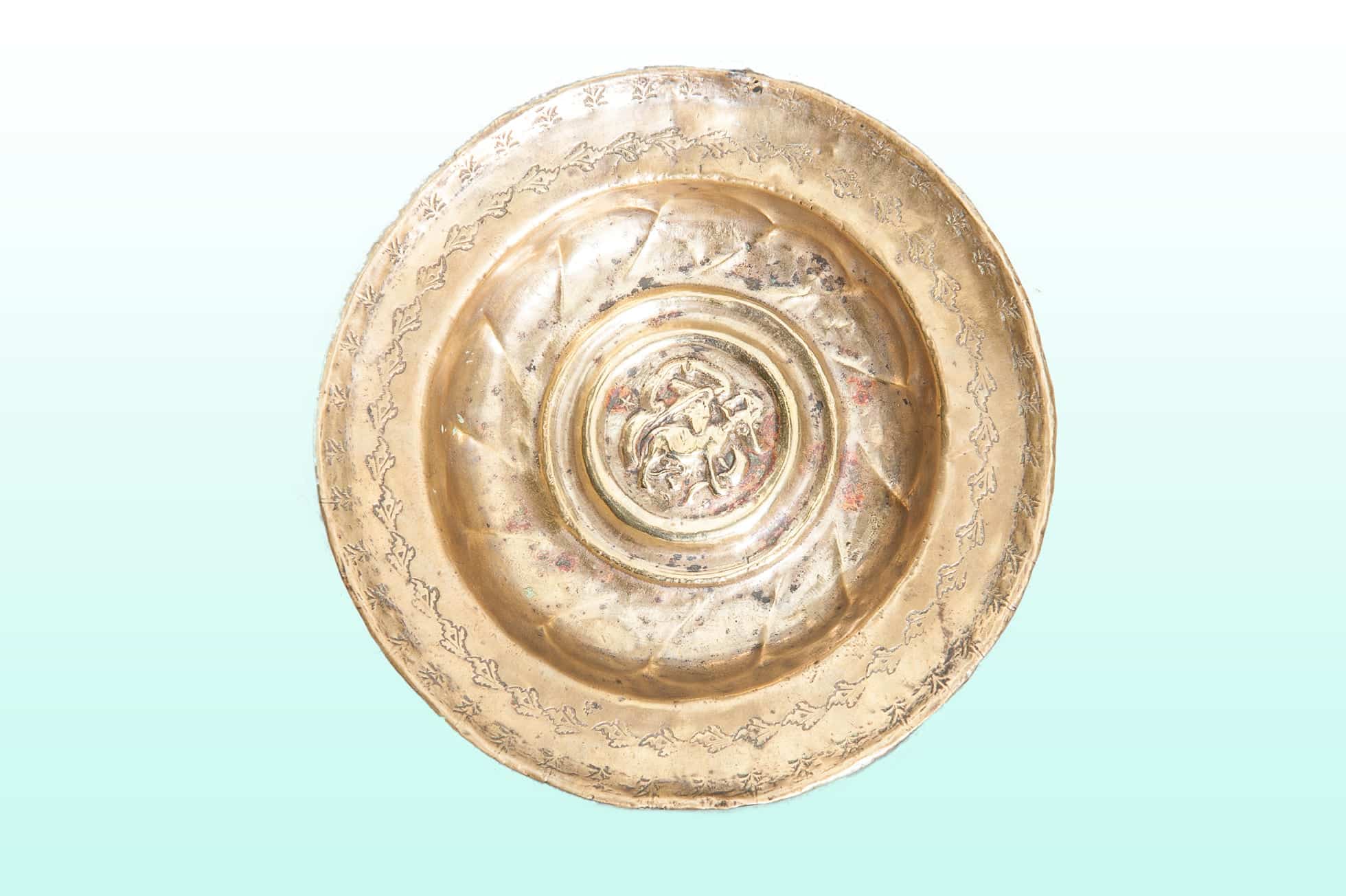 Rare small late 15th century alms dish