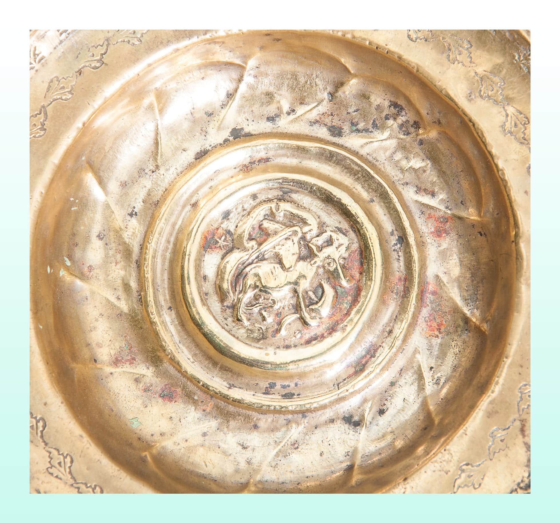 Rare small late 15th century alms dish