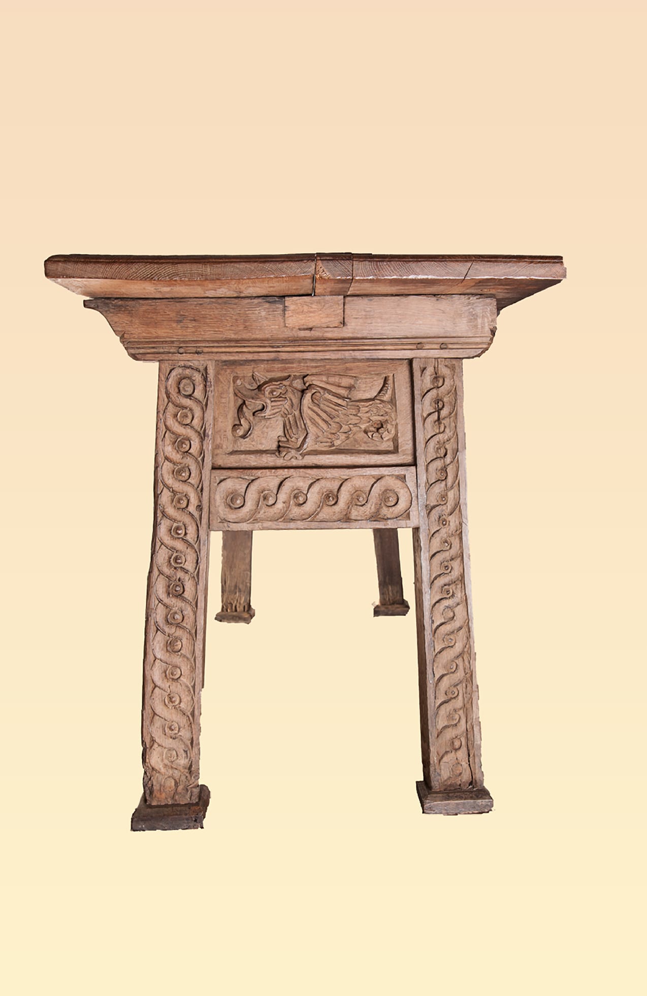 Henry VIII oak carved hutch table