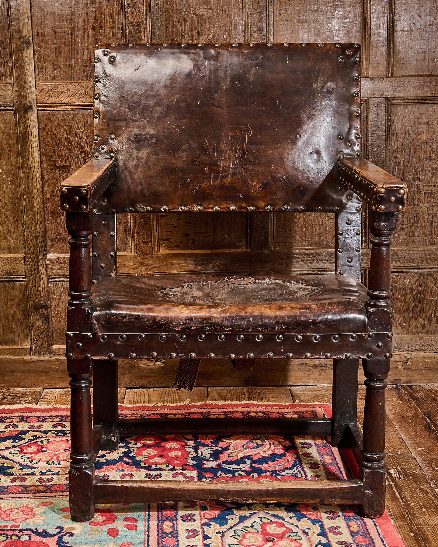 James I leather covered armchair