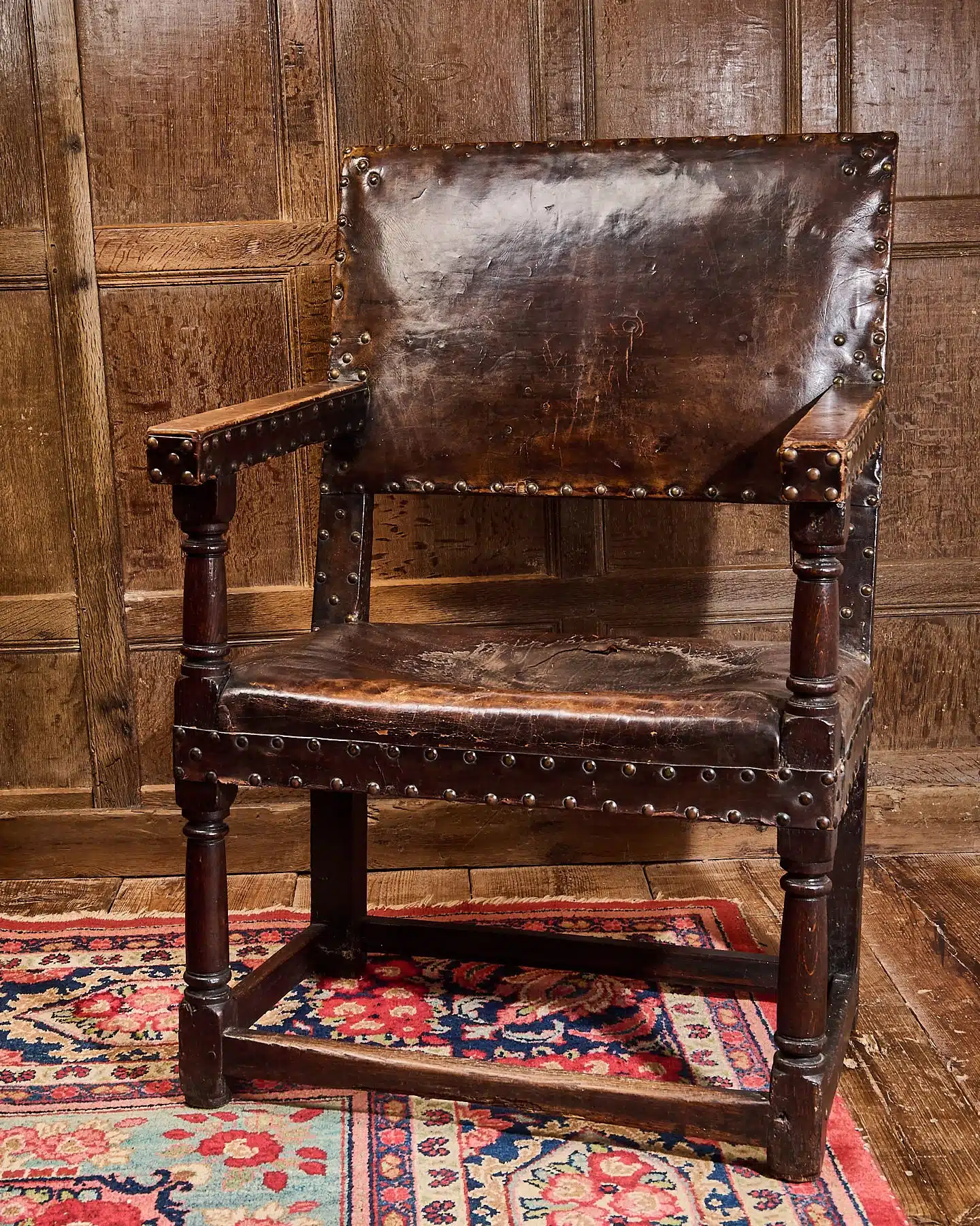 James I leather covered armchair