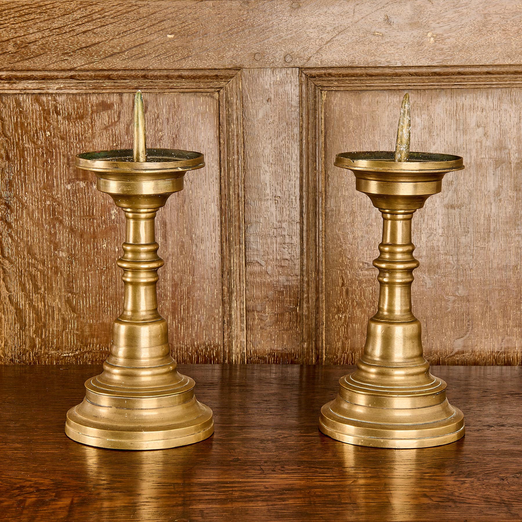 Late Gothic brass candlesticks