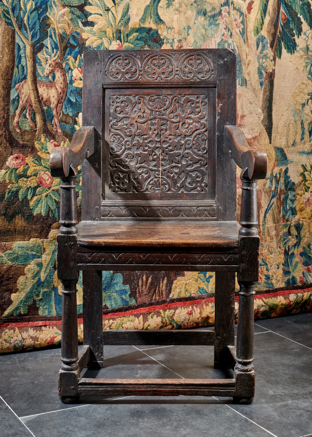 Charles I Exeter Joined Oak Armchair