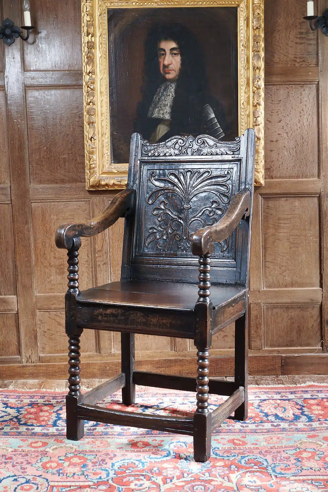 Charles II joined oak armchair