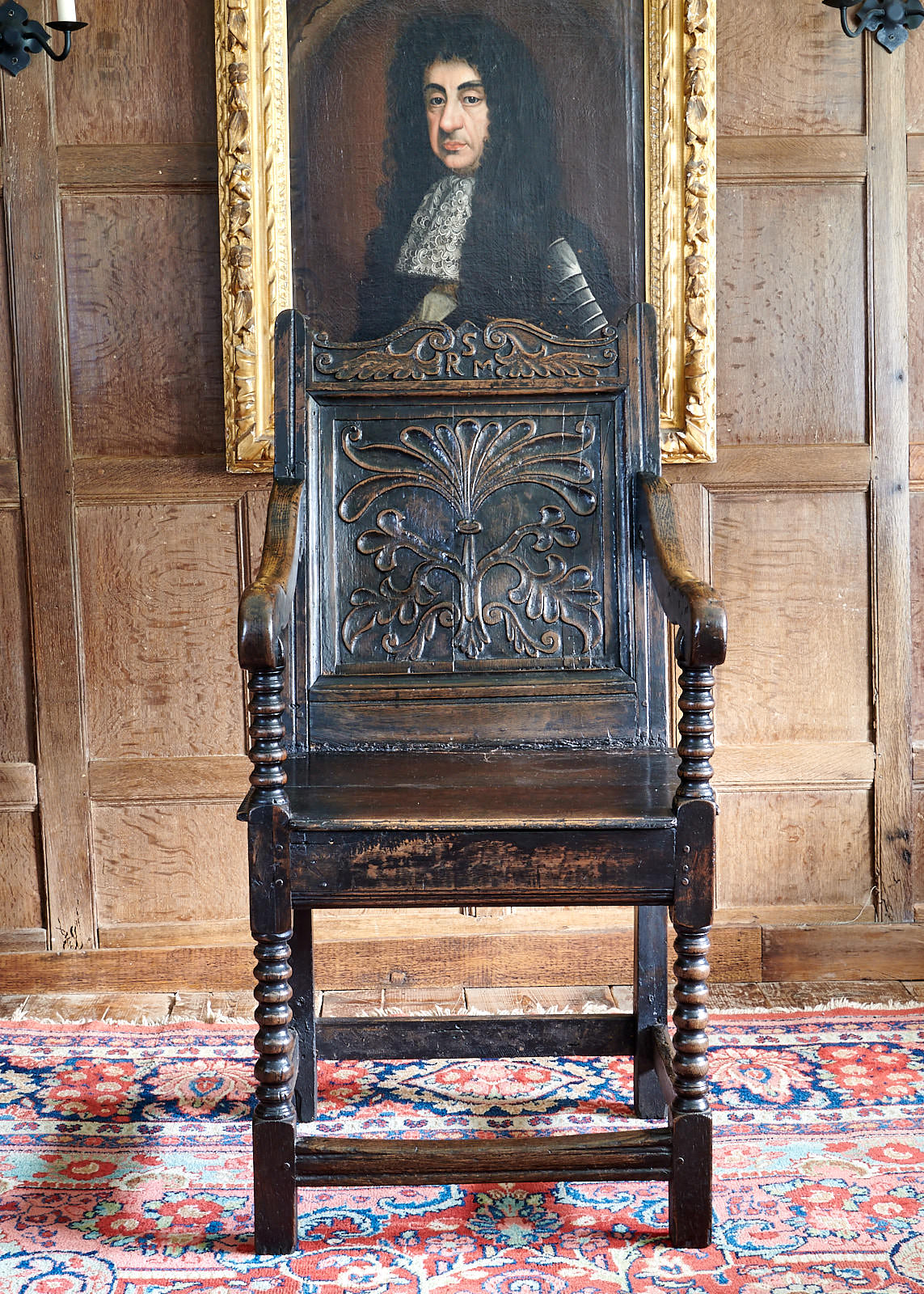 Charles II joined oak armchair