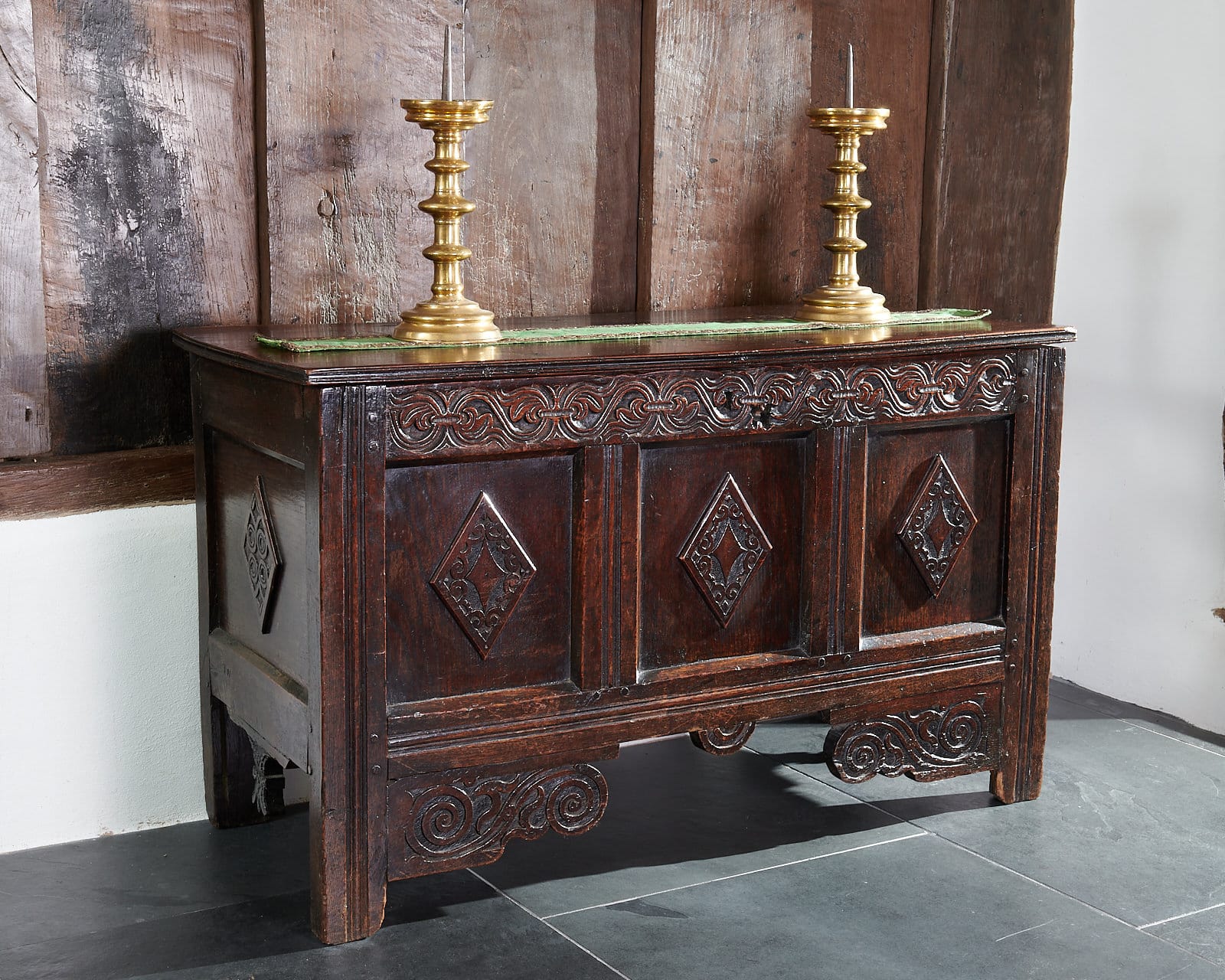 Charles I oak carved chest