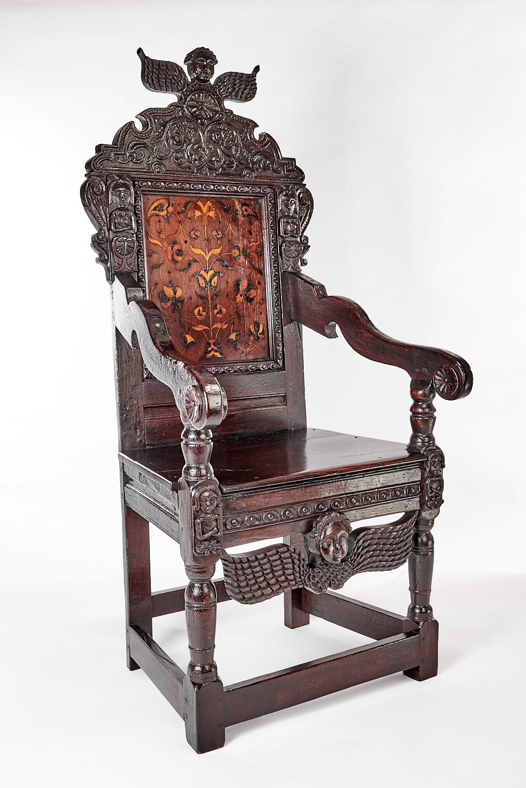James I joined oak and inlaid armchair
