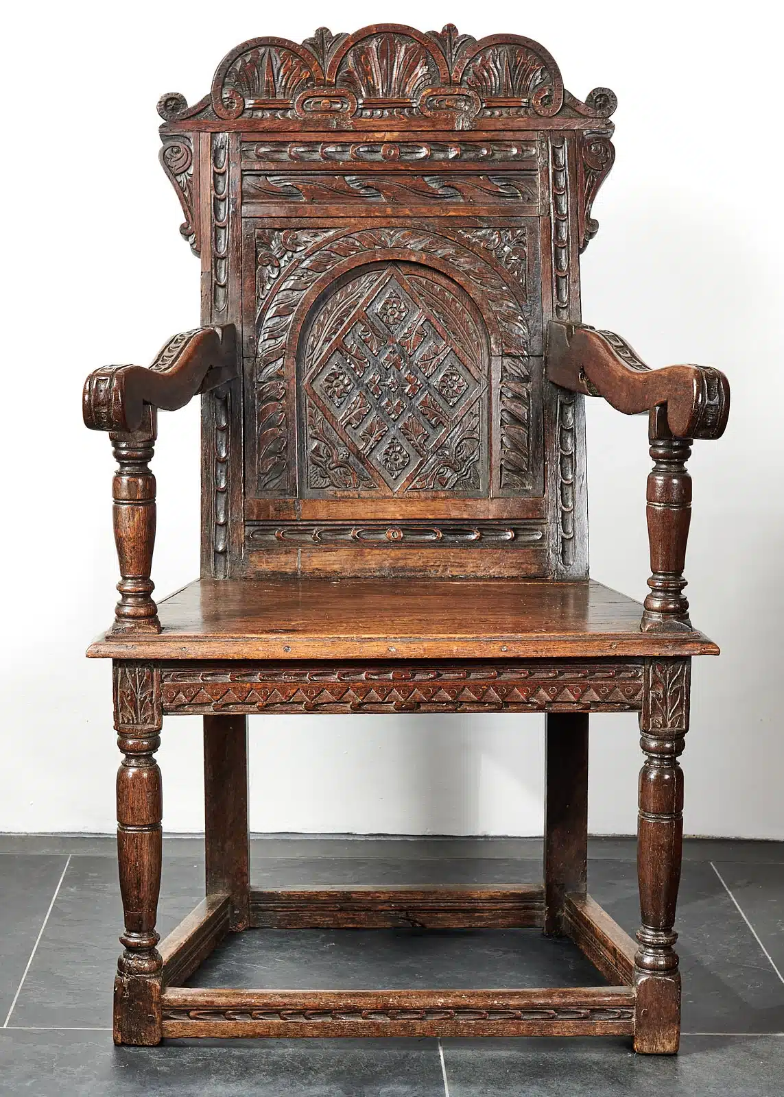 Charles I oak carved armchair