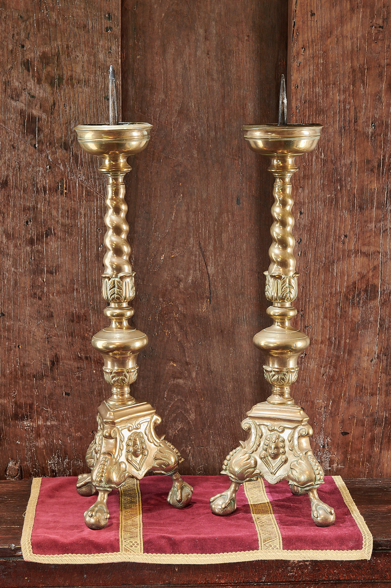 Pair of 17th century pricket candlesticks