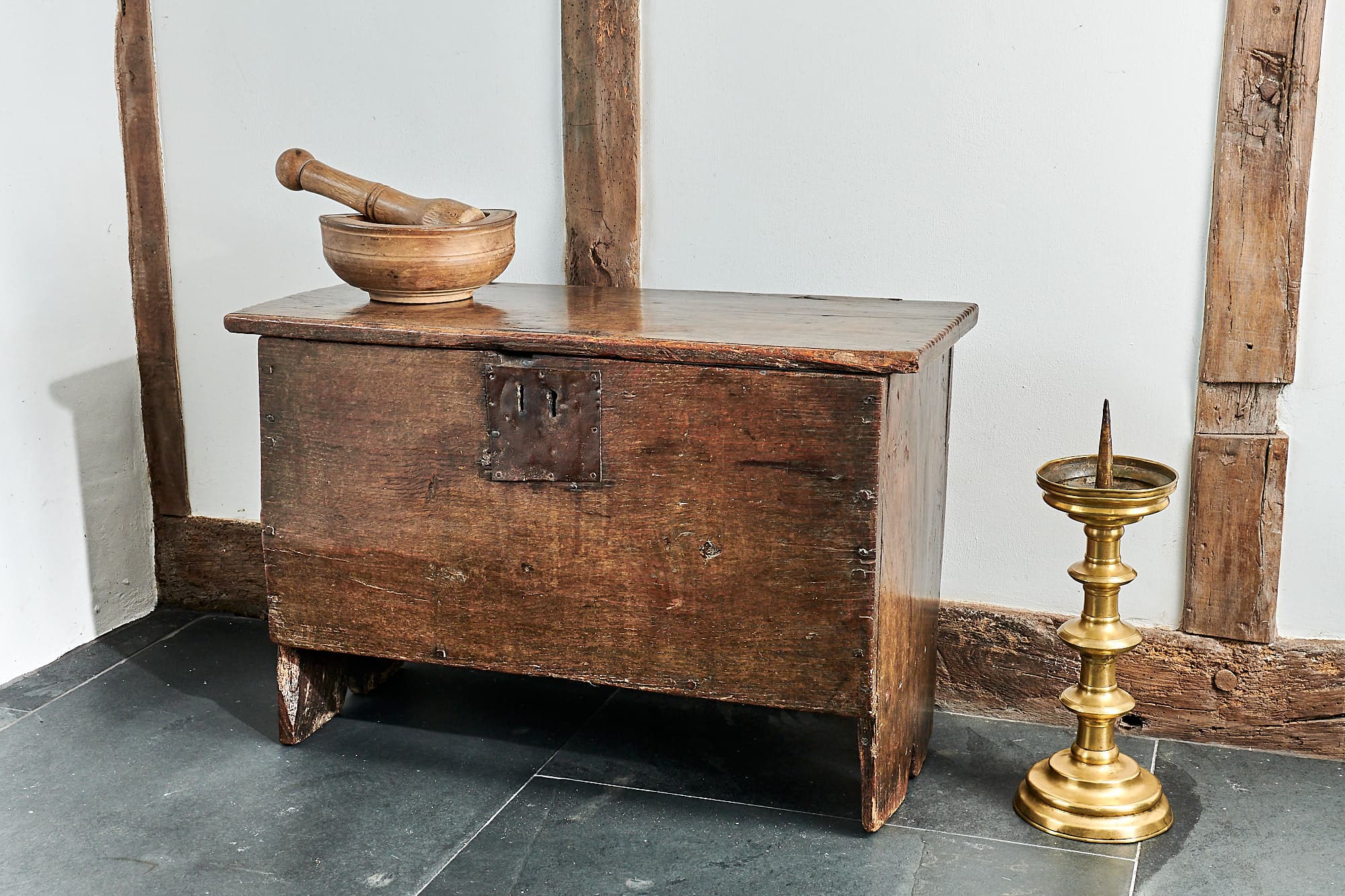 James I oak boarded chest