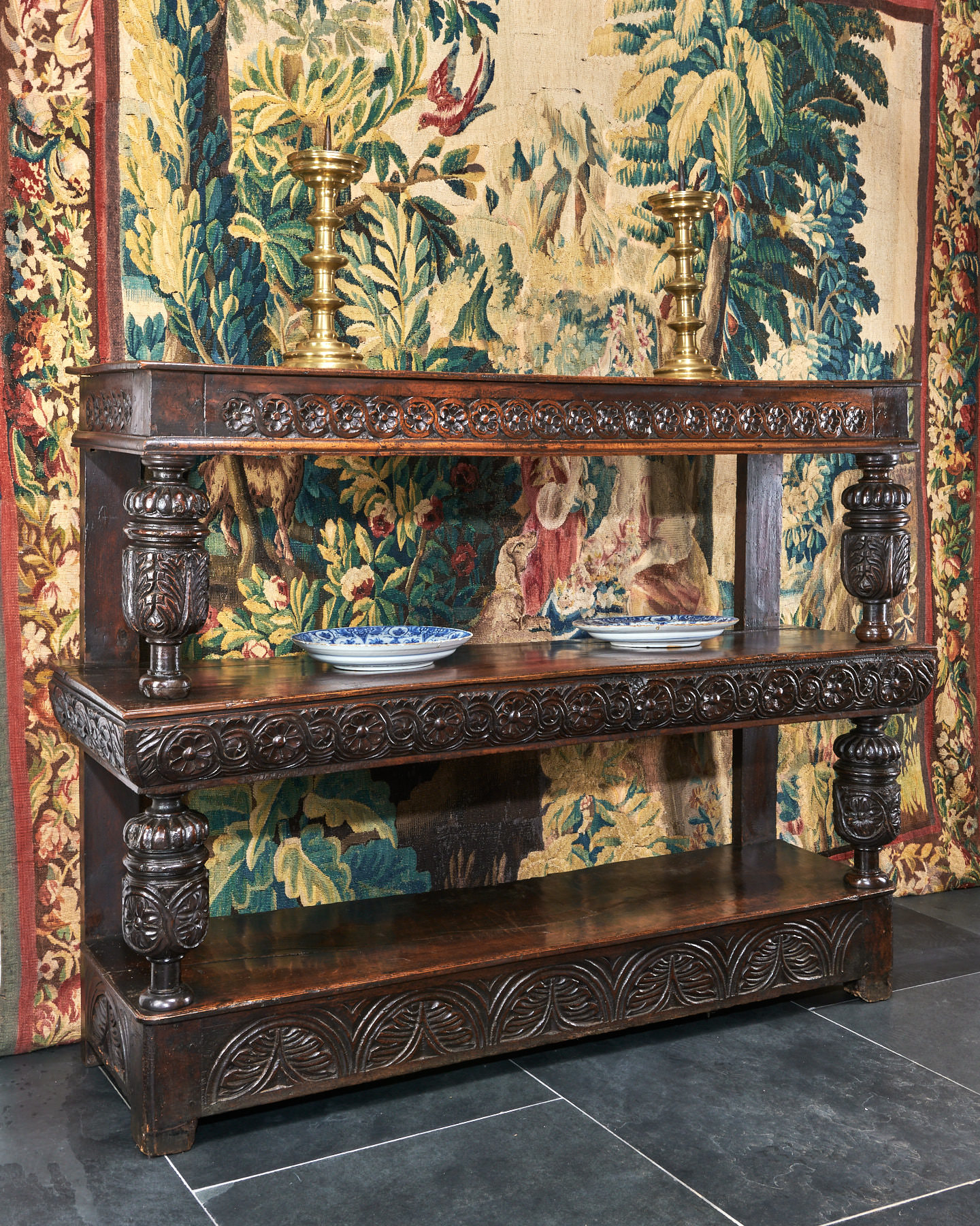 Elizabeth I walnut three tier cup-board
