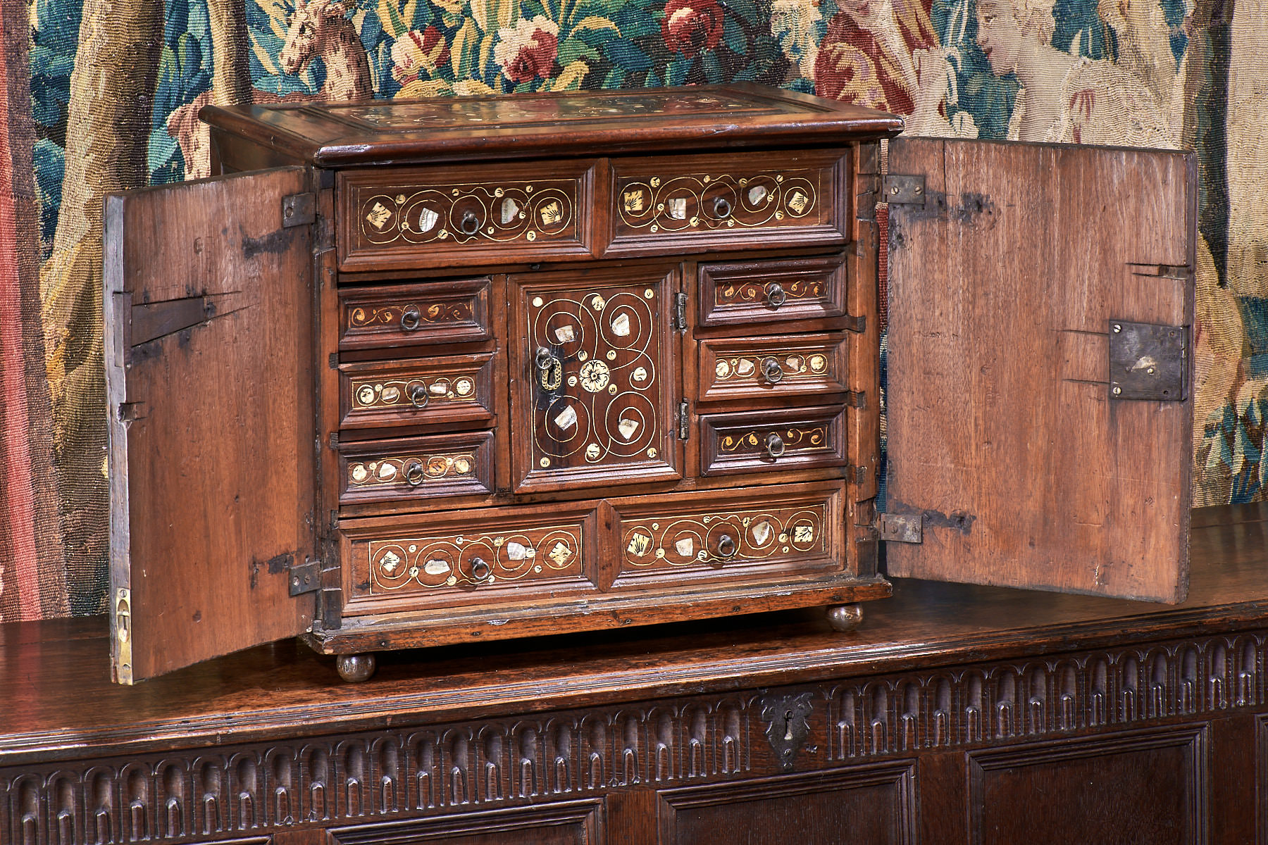 Charles II walnut table cabinet