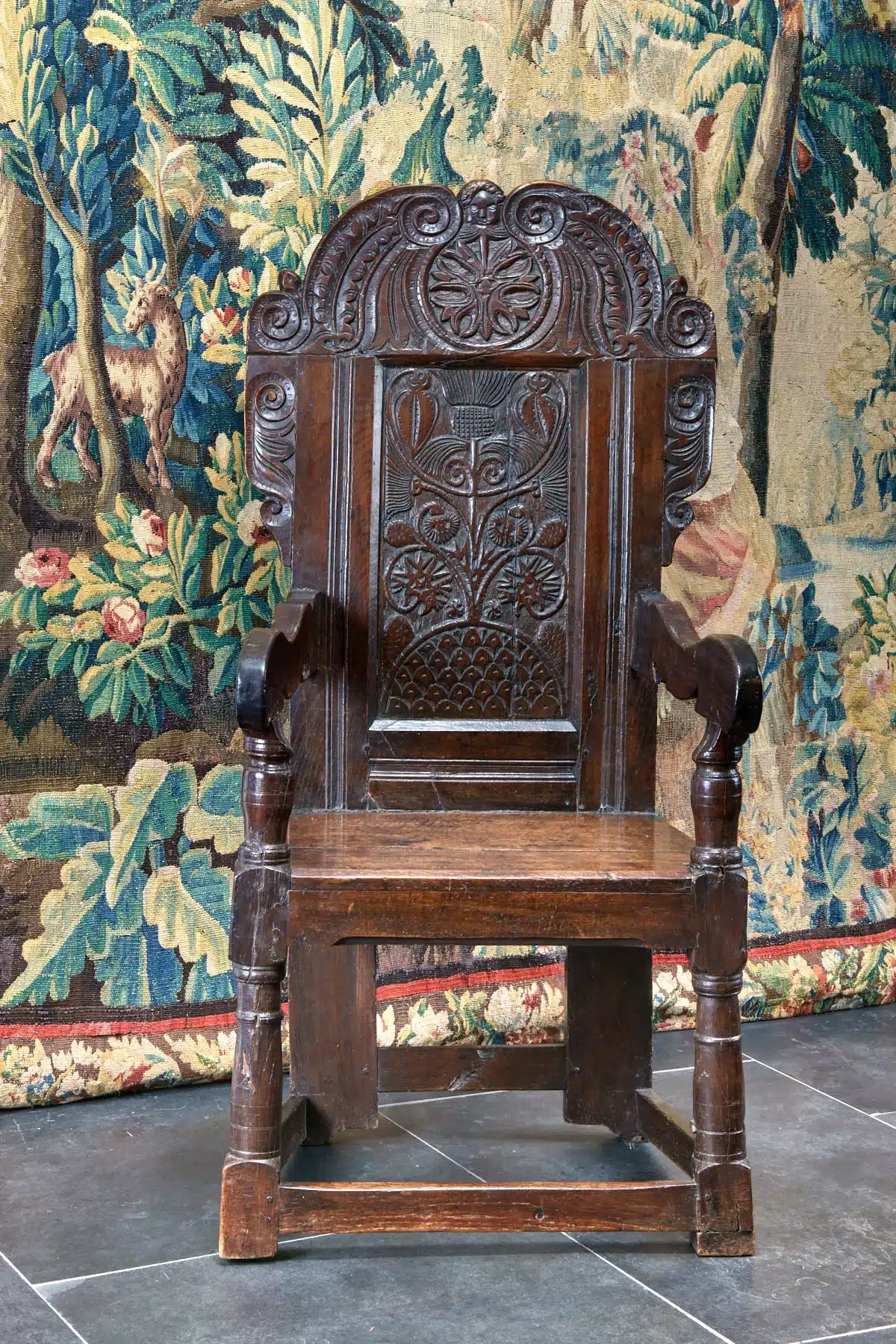 Charles II joined oak armchair