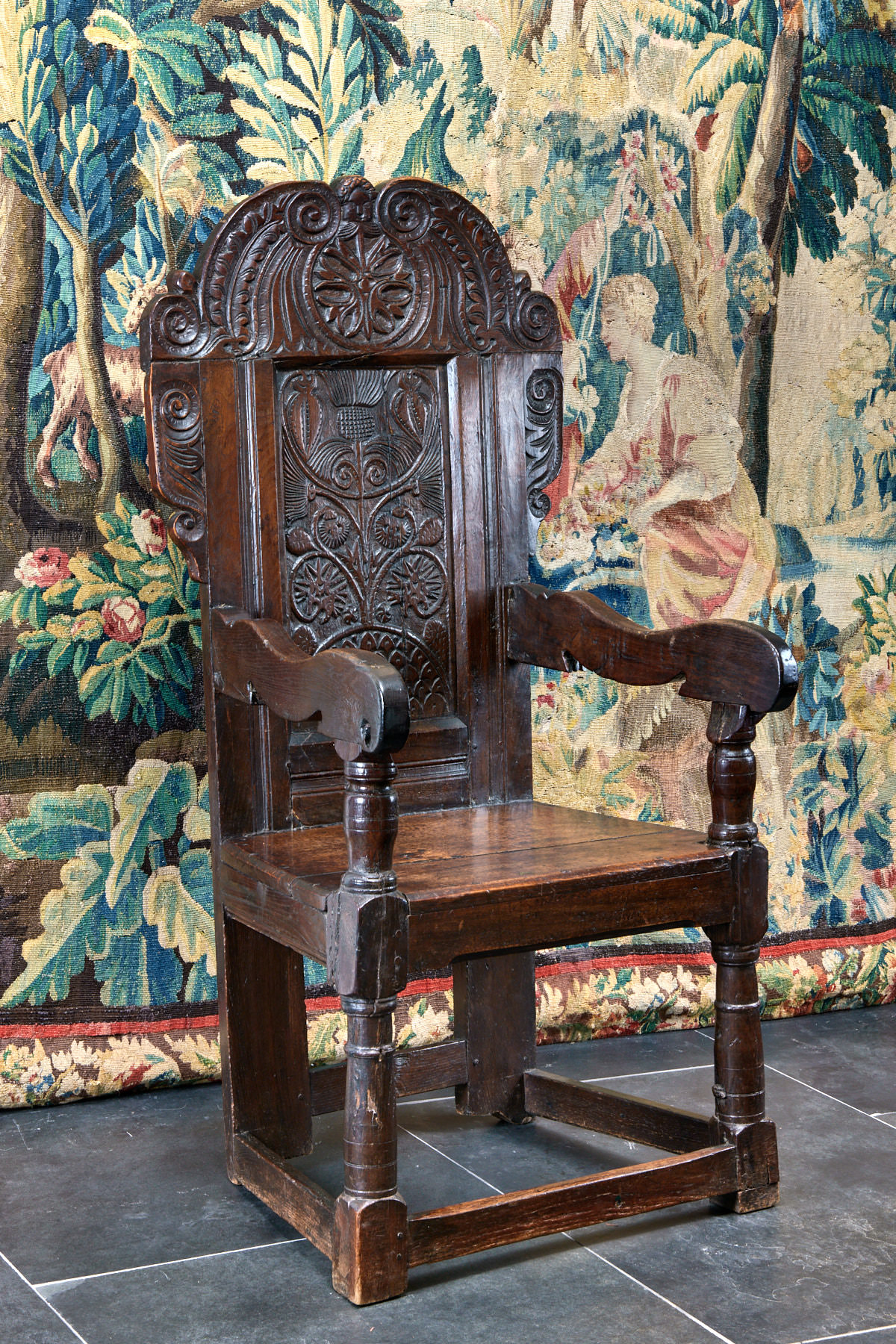 Charles II joined oak armchair
