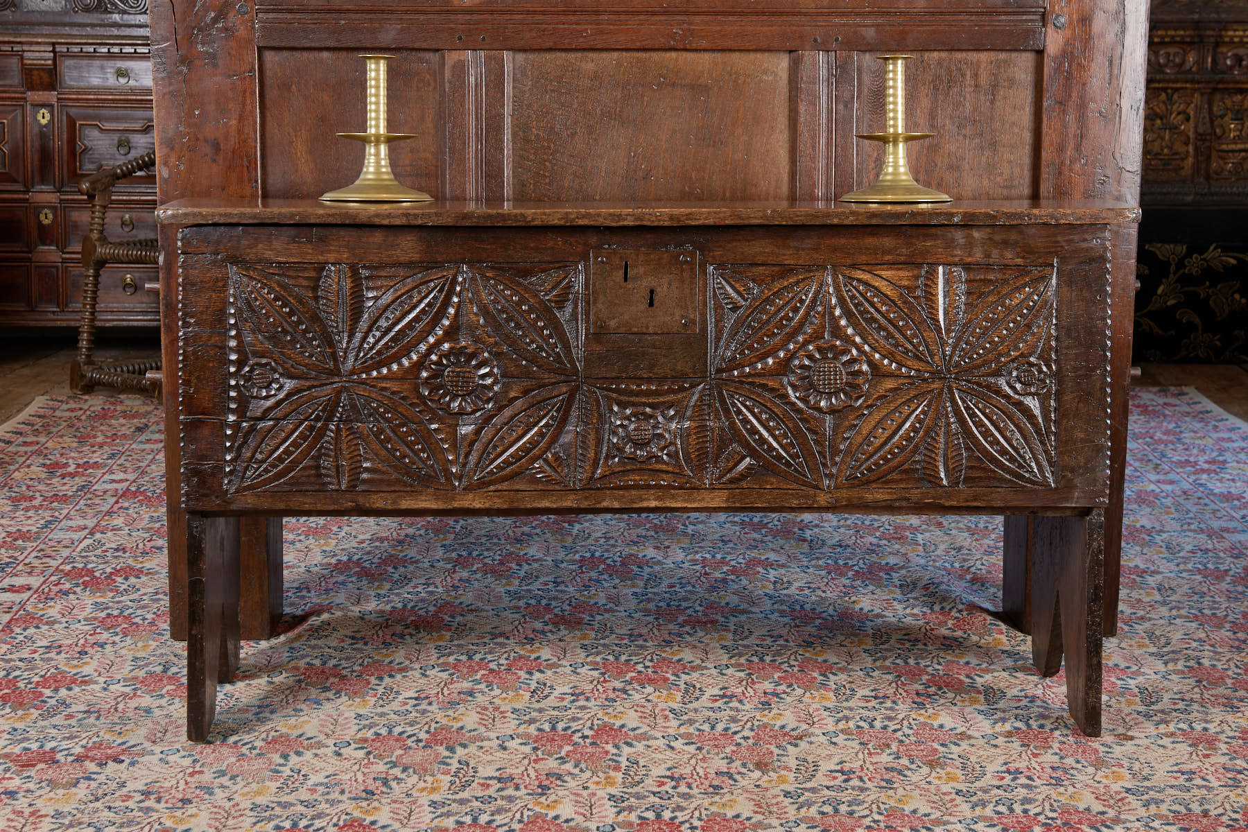 Henry VIII boarded oak chest