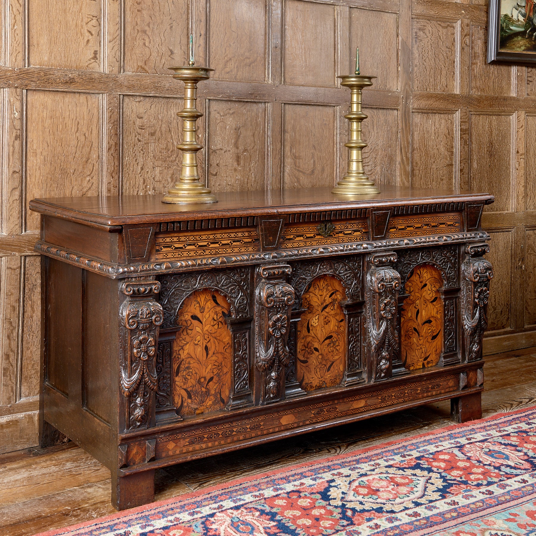 Elizabeth I inlaid oak chest