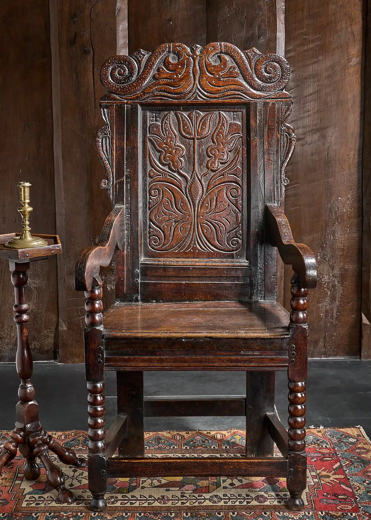 Charles II joined oak armchair
