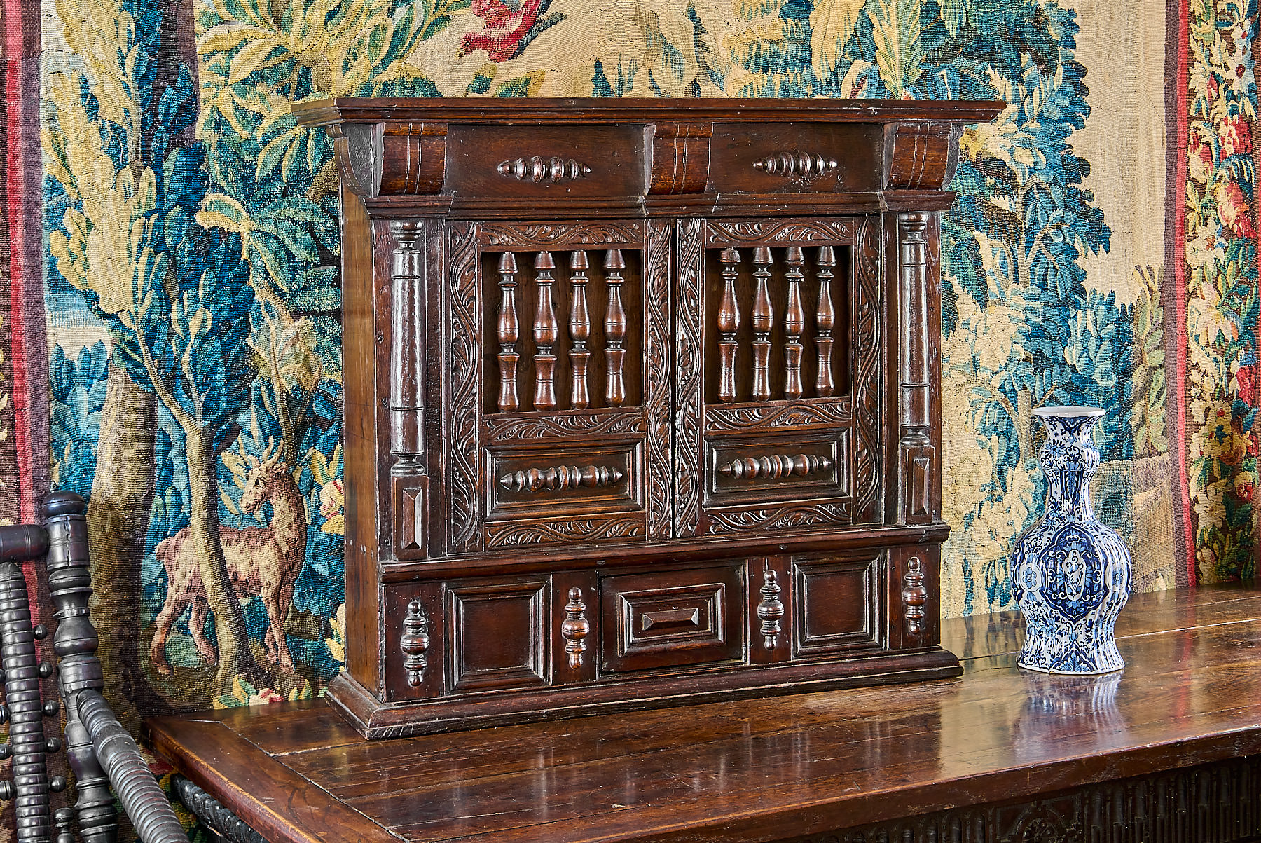 Charles I Oak Spindle Mural Cupboard