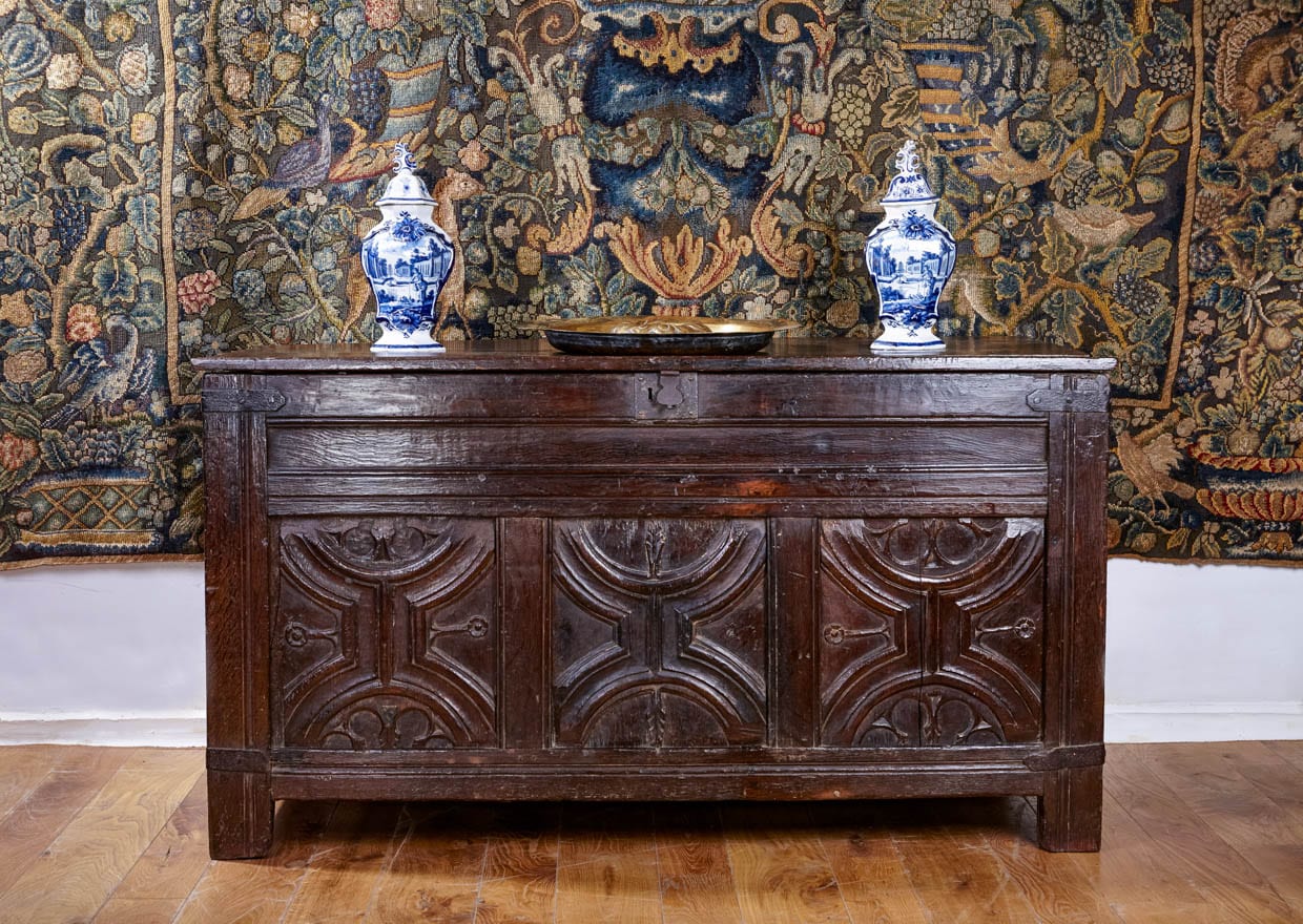 Henry VIII oak carved chest