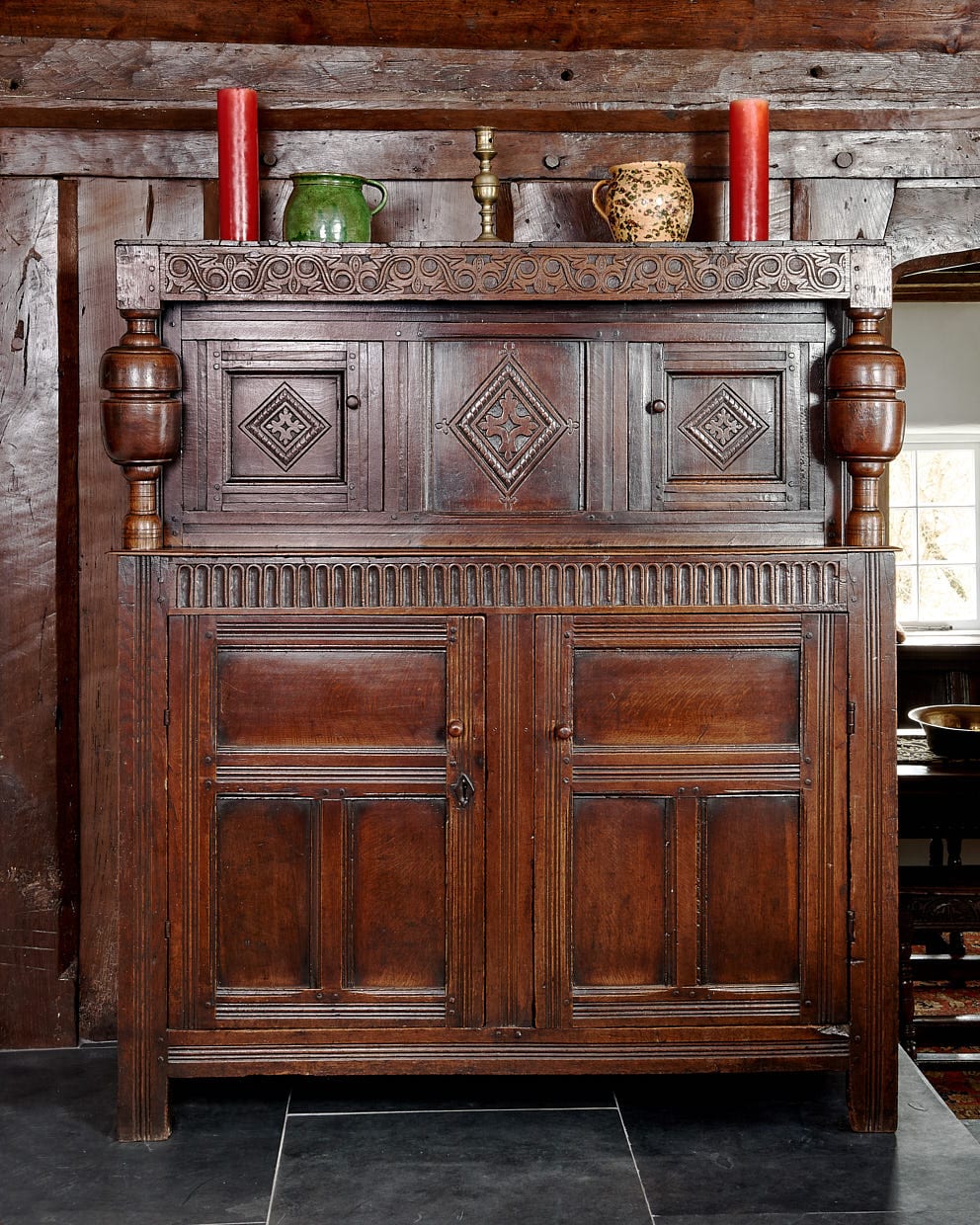 Charles I joined oak press cupboard