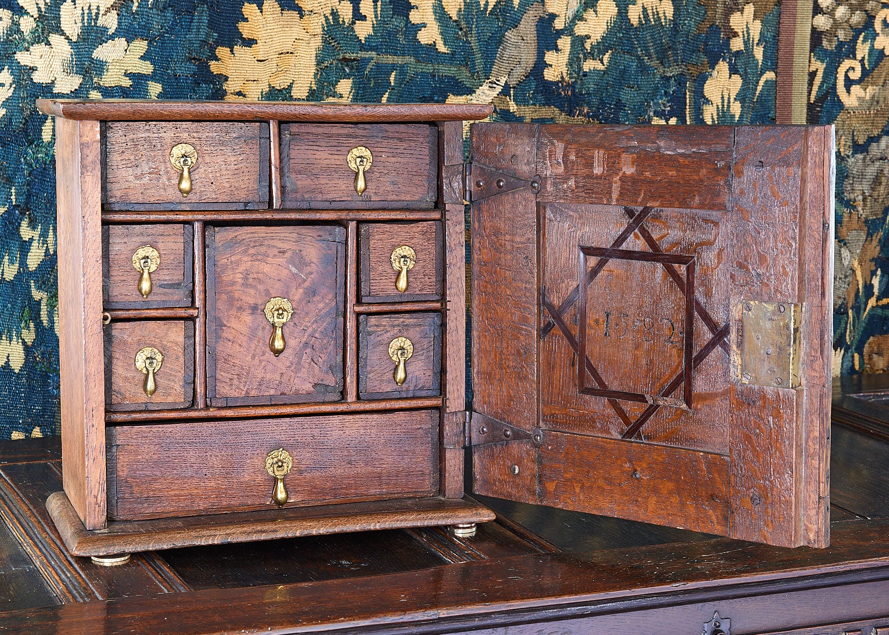 Charles II oak spice cupboard